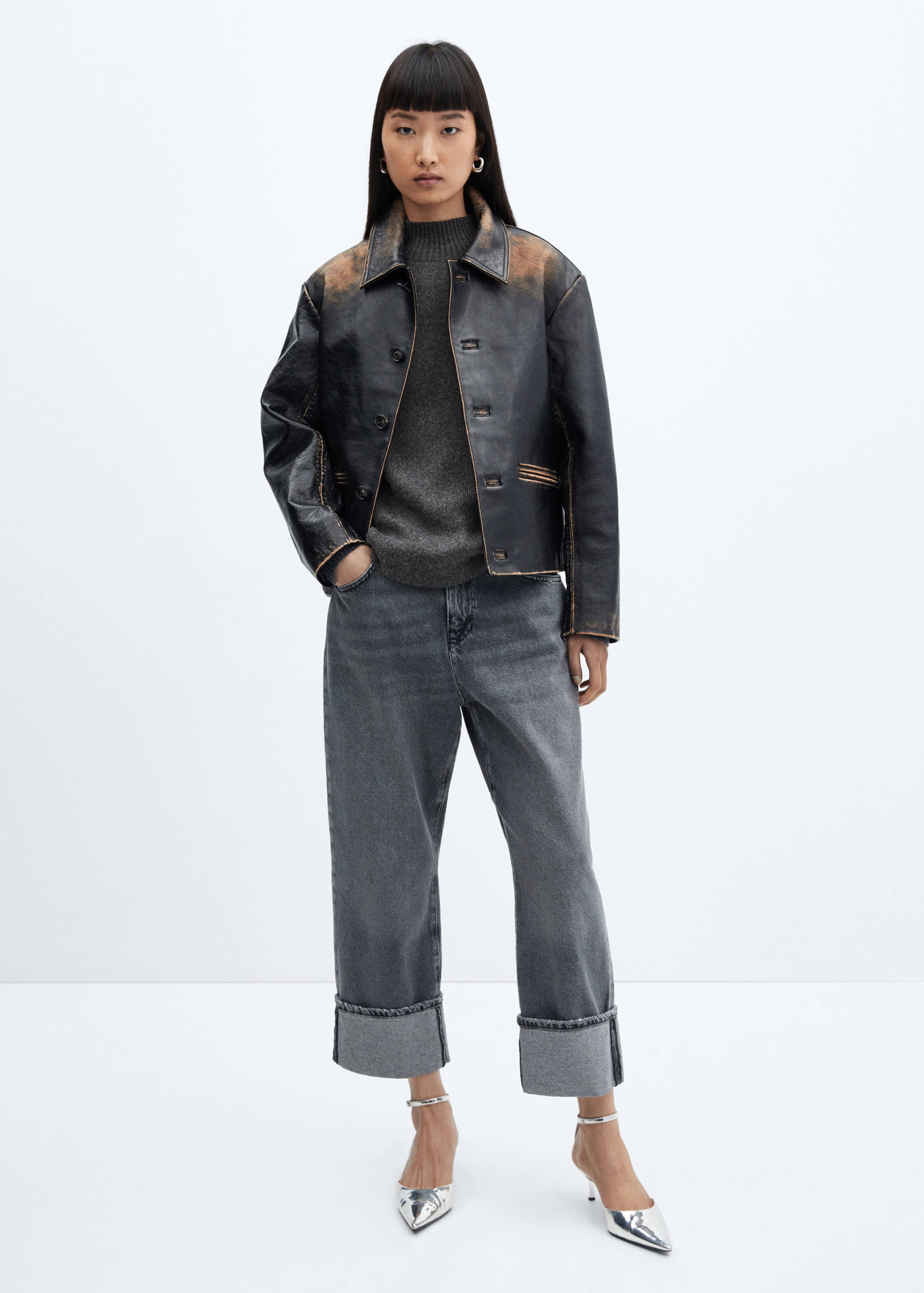 Oversized-Pullover mit Stehkragen - Allgemeine Ansicht