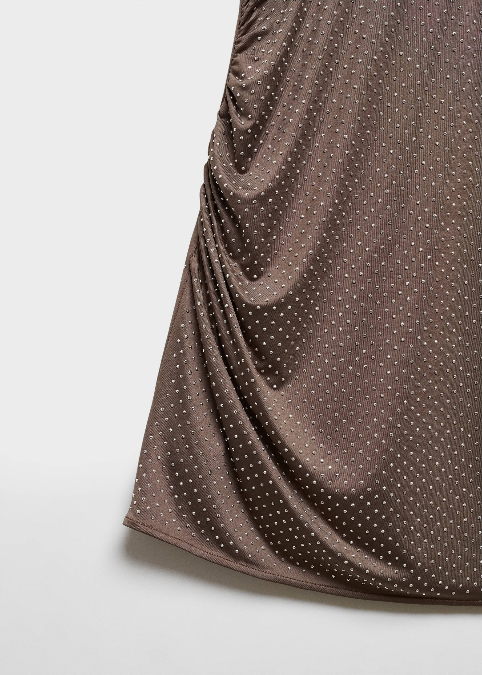 Strasskleid mit gerafftem Detail - Detail des Artikels 8, Mittelbraun. Ref: 57029104-00.