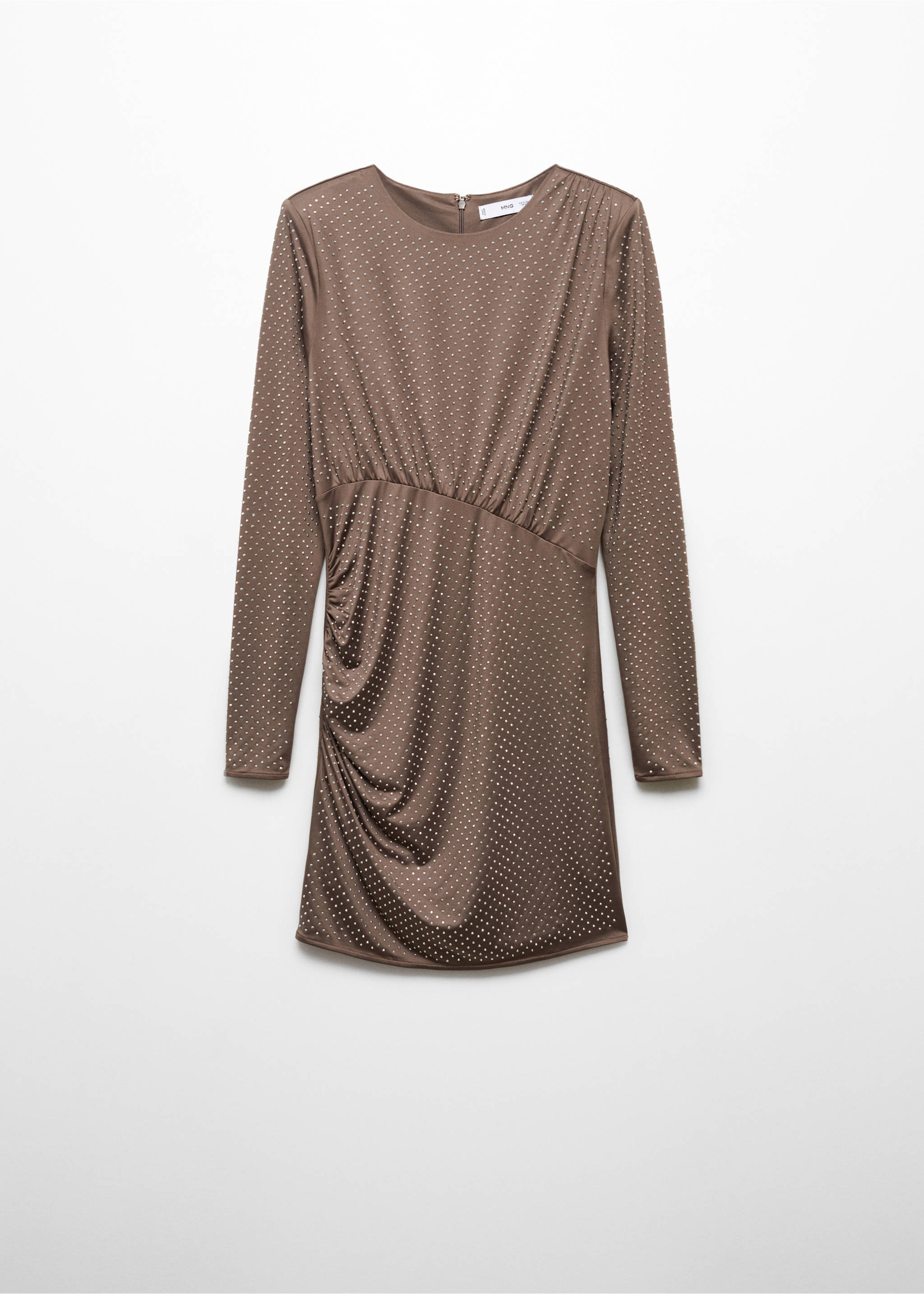 Rhinestone dress with ruched detail - Article without model, Medium Brown. Ref: 57029104-00.