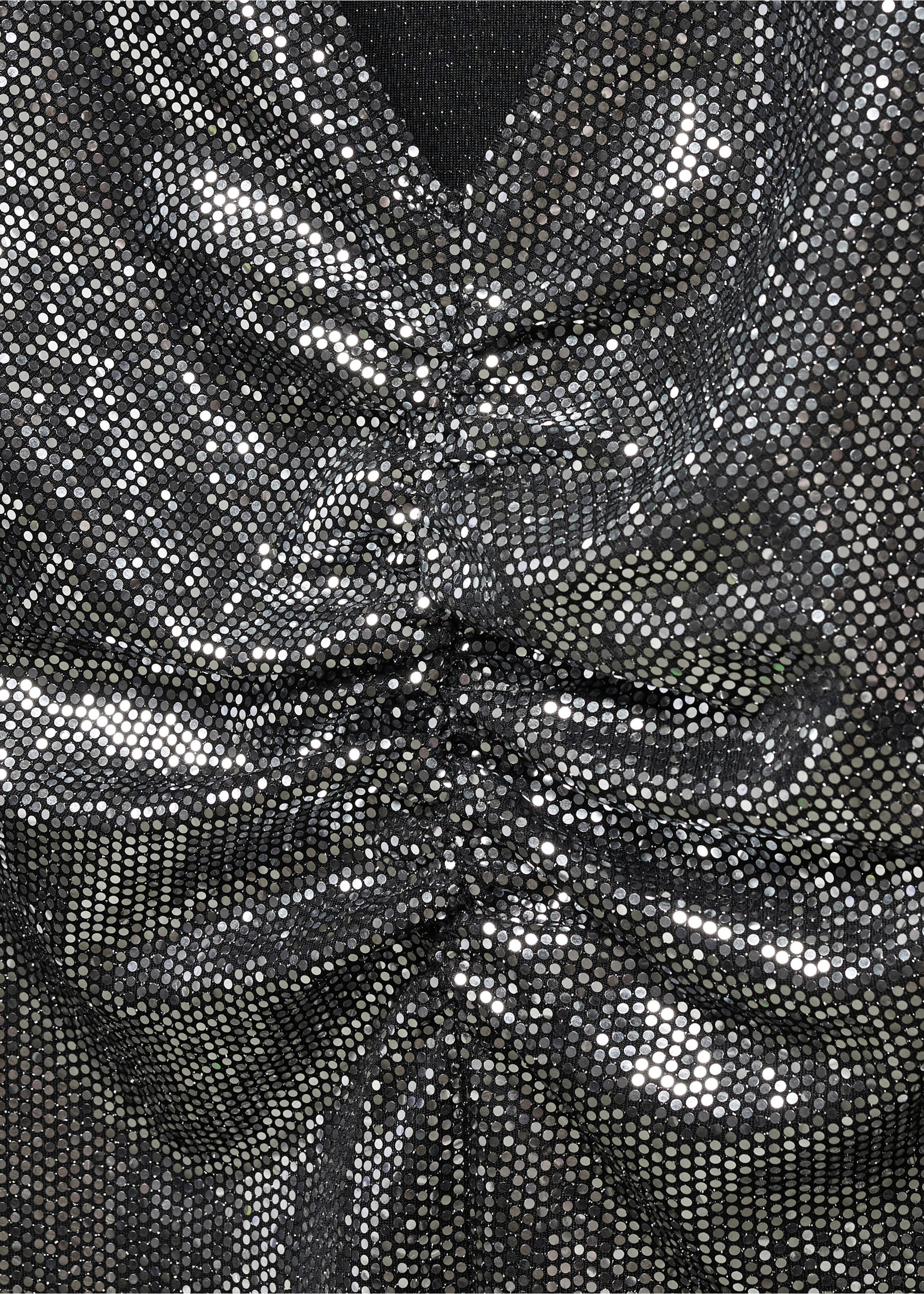 Pailletten-Kleid mit Raff-Details - Detail des Artikels 8, Silber. Ref: 57029105-00.