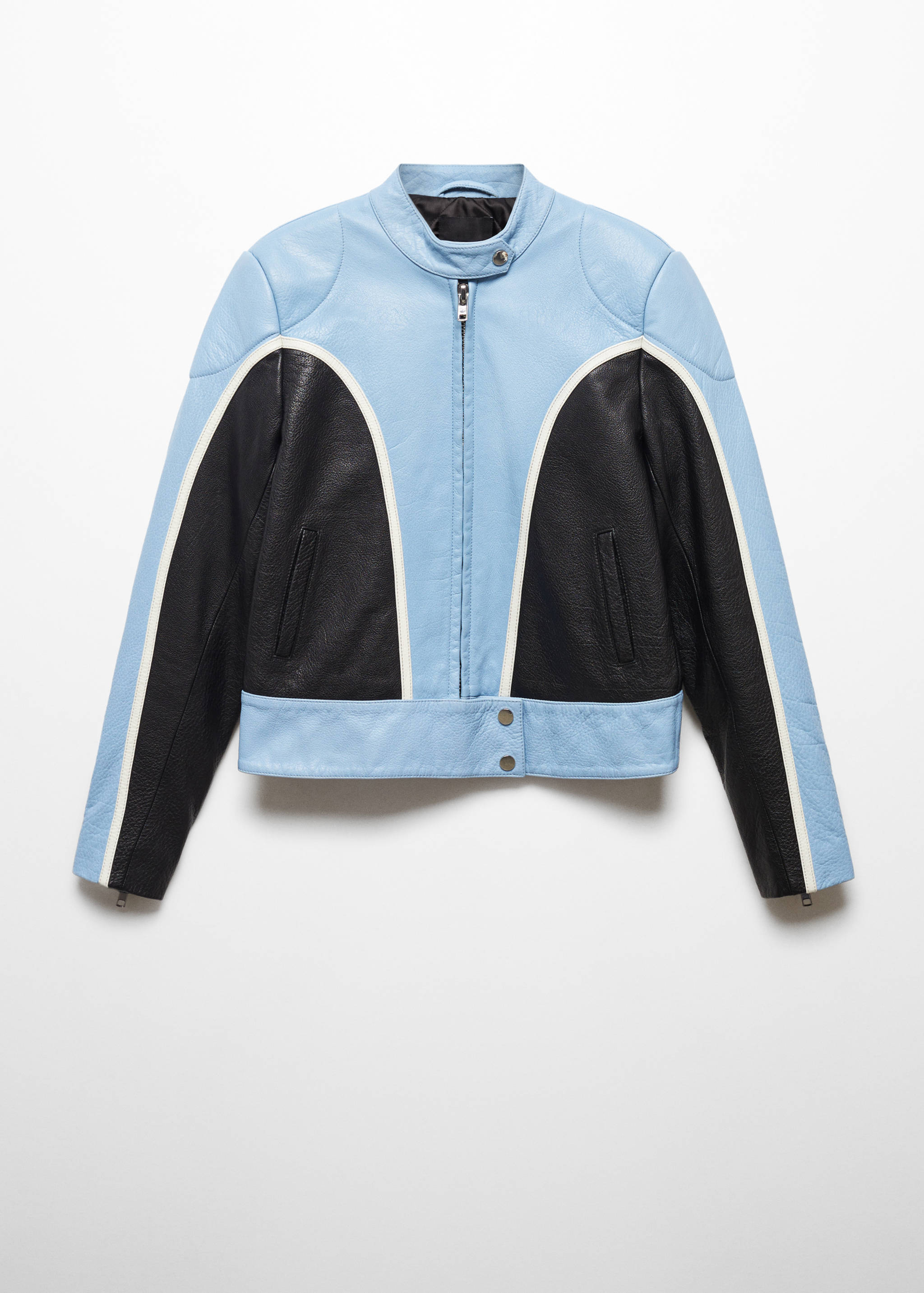 Contrast leather biker jacket - Article without model