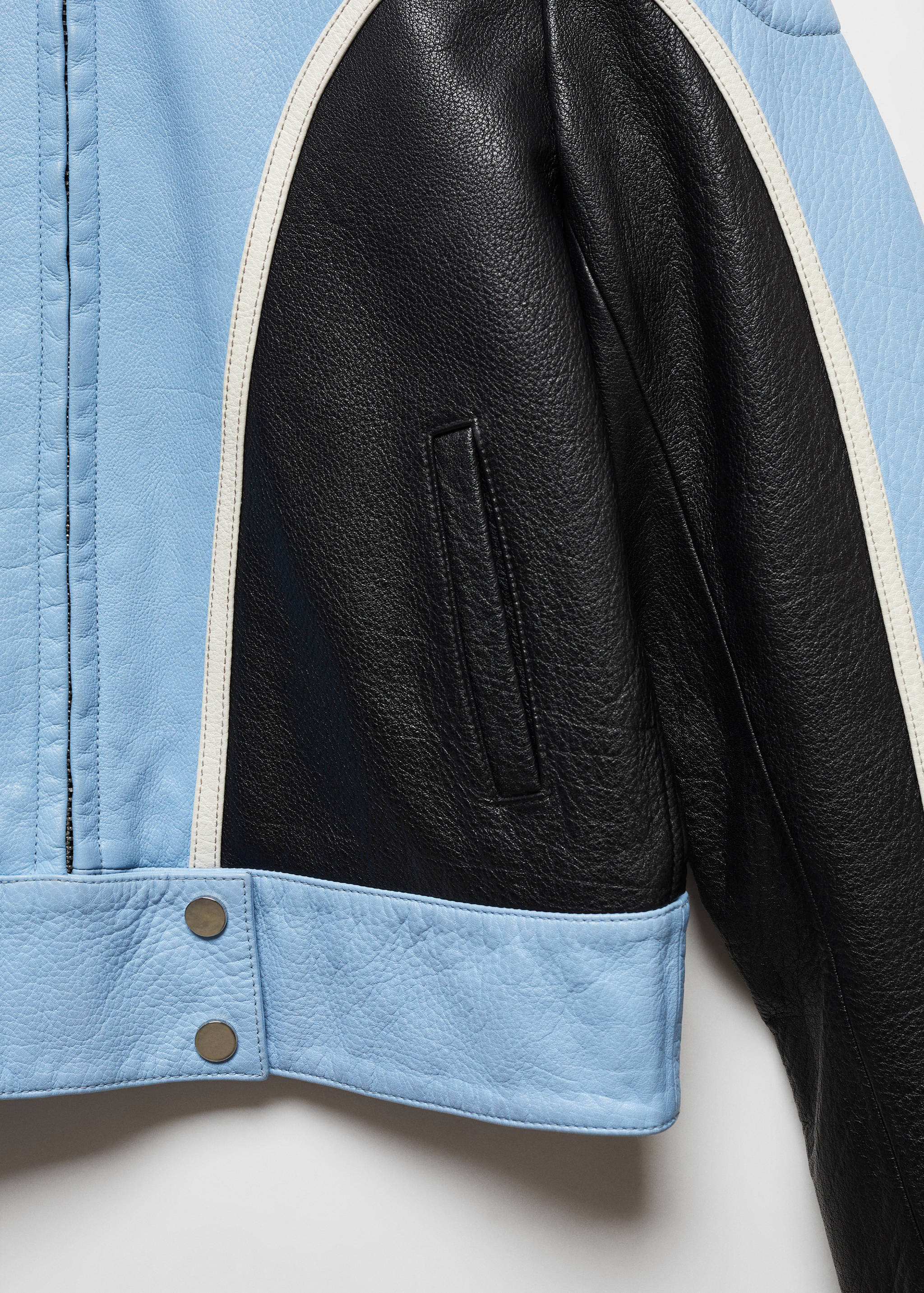 Contrast leather biker jacket - Details of the article 8