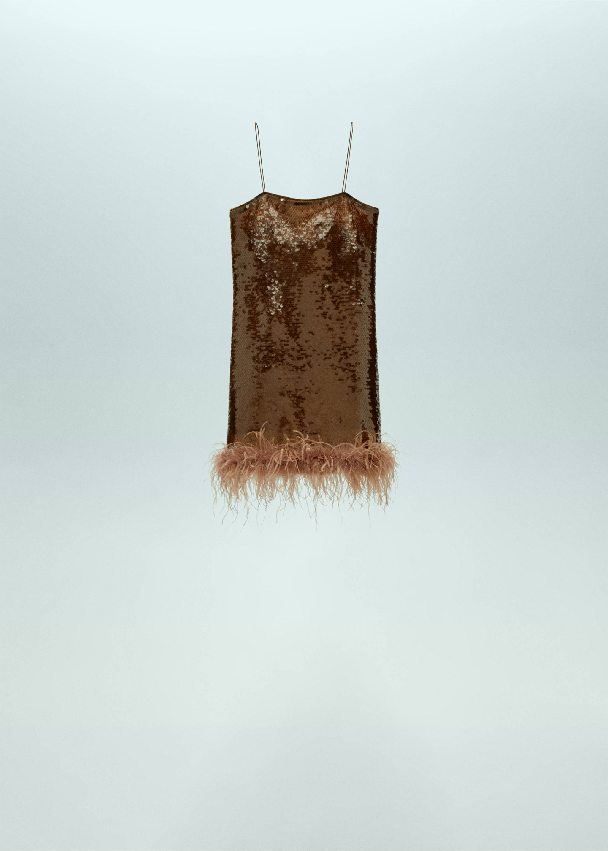Sequin dress with fringe detail - Article without model, Caramel. Ref: 57029124-00.