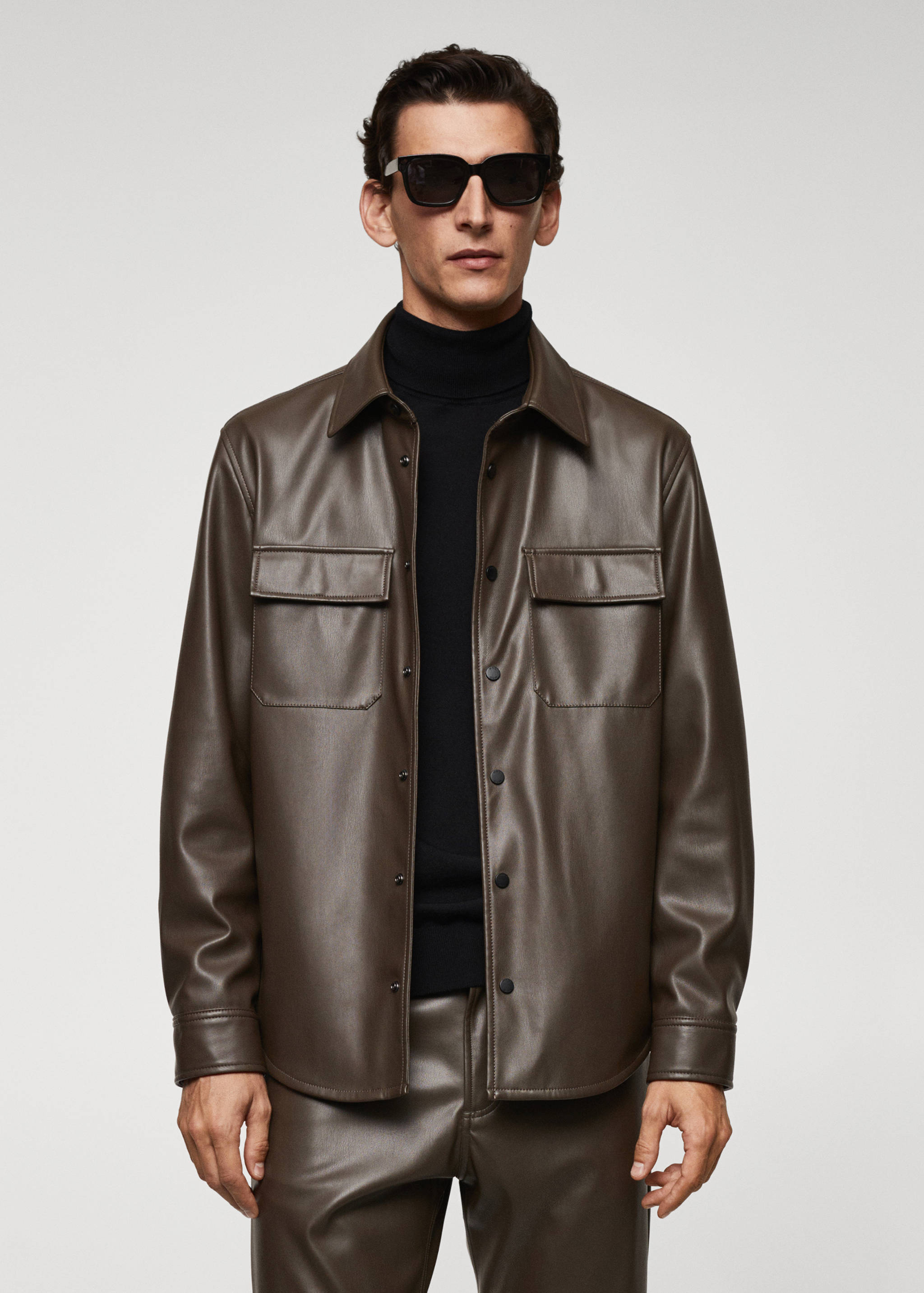 Overshirt mit Leder-Effekt - Mittlere Ansicht