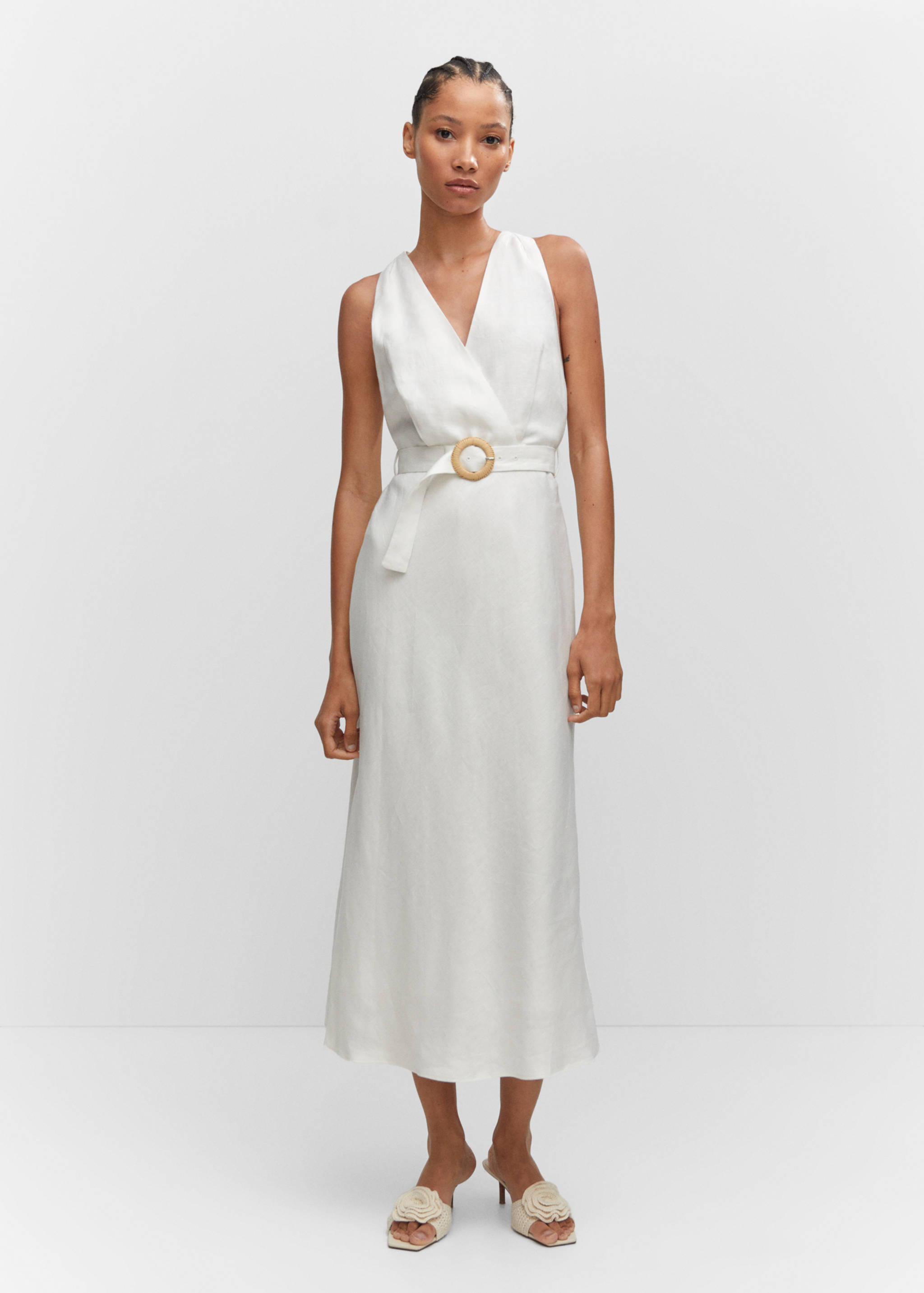 Belt linen dress - General plane
