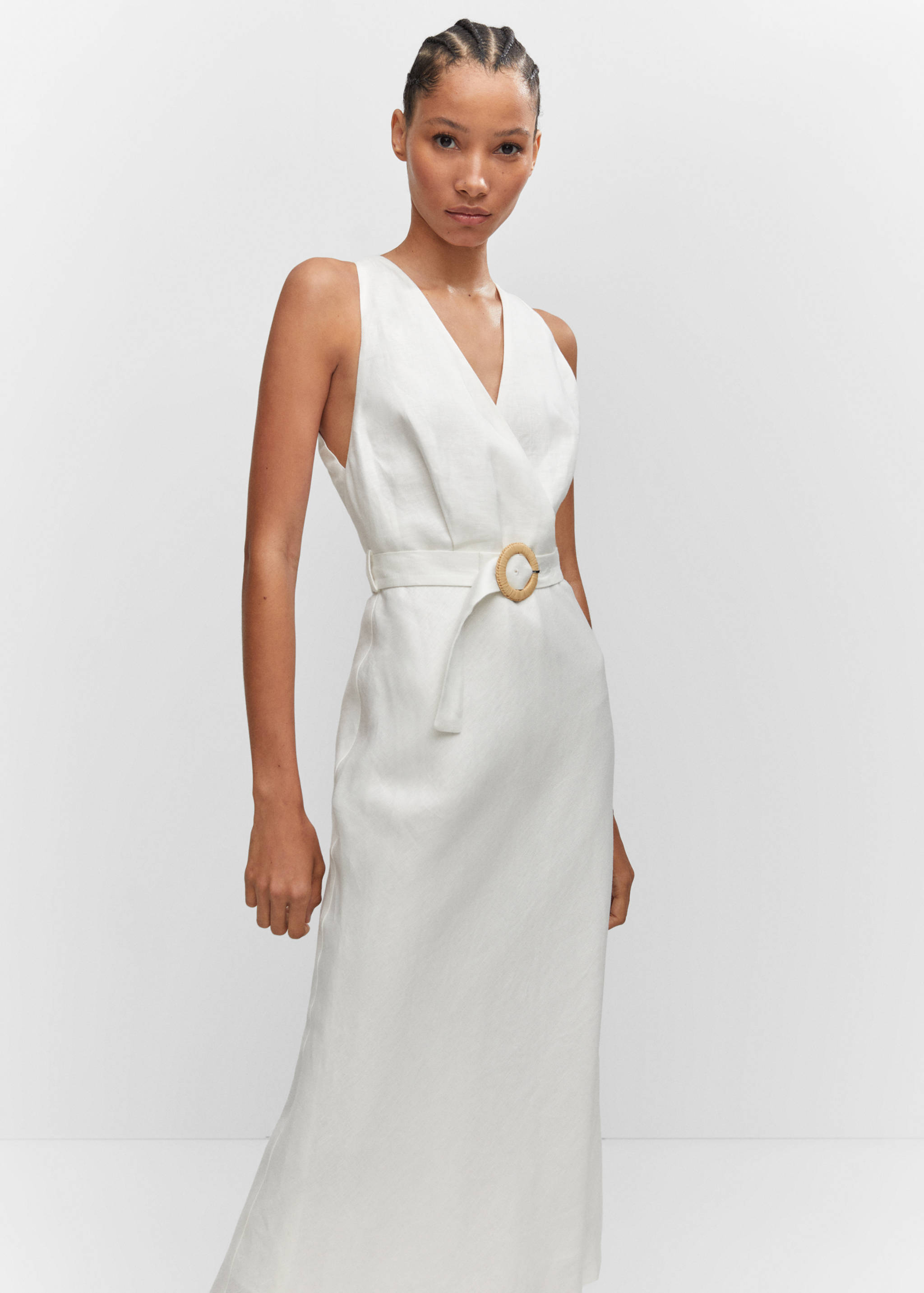 Belt linen dress - Medium plane