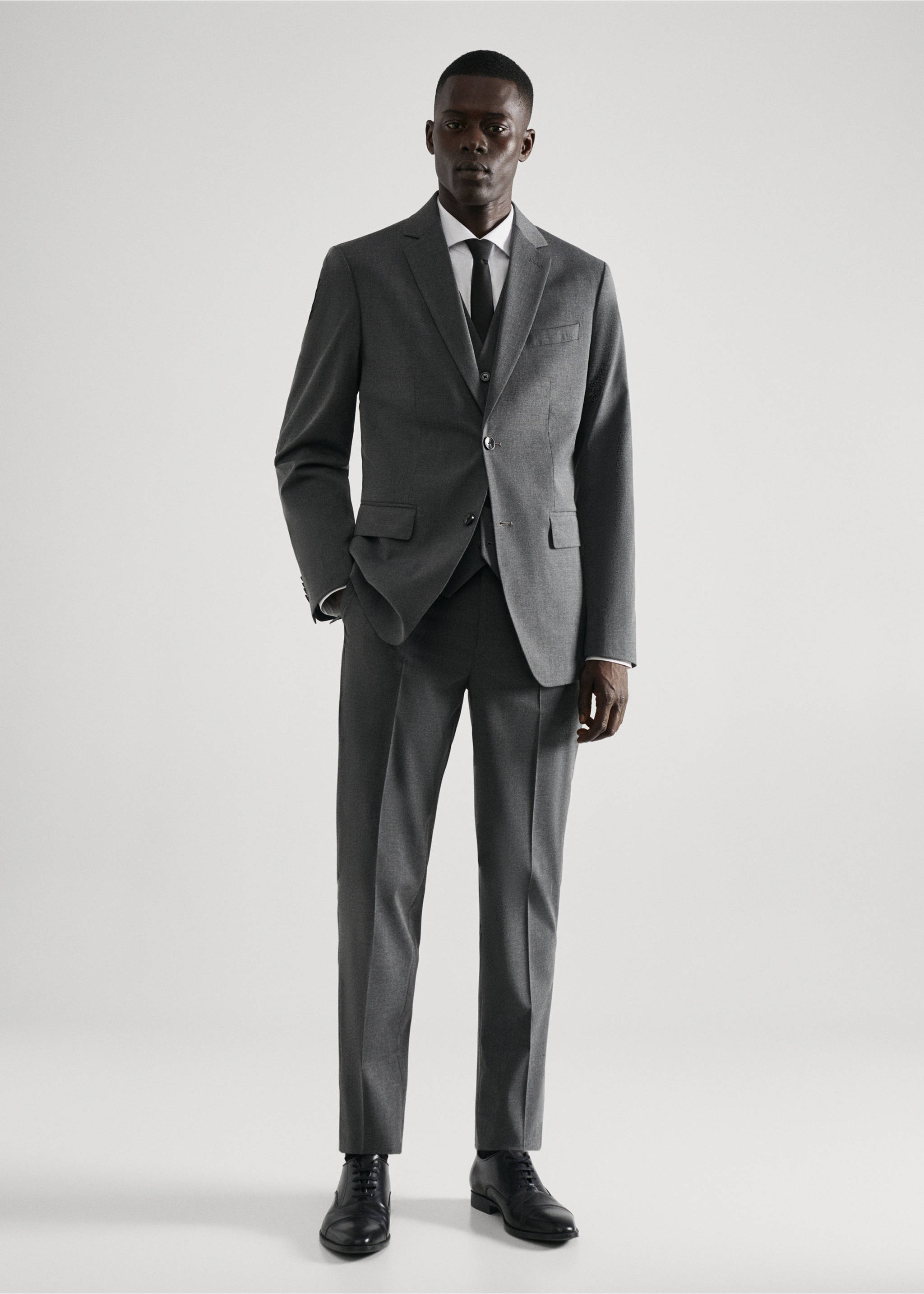 Stretch-fabric slim-fit suit jacket - General plane, Grey. Ref: 57030015-00.