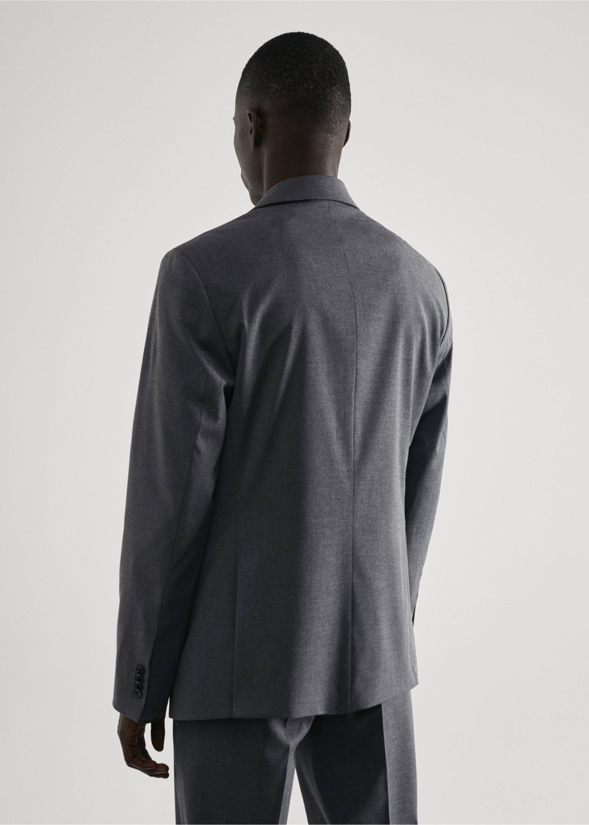 Stretch-fabric slim-fit suit jacket - Reverse of the article, Grey. Ref: 57030015-00.