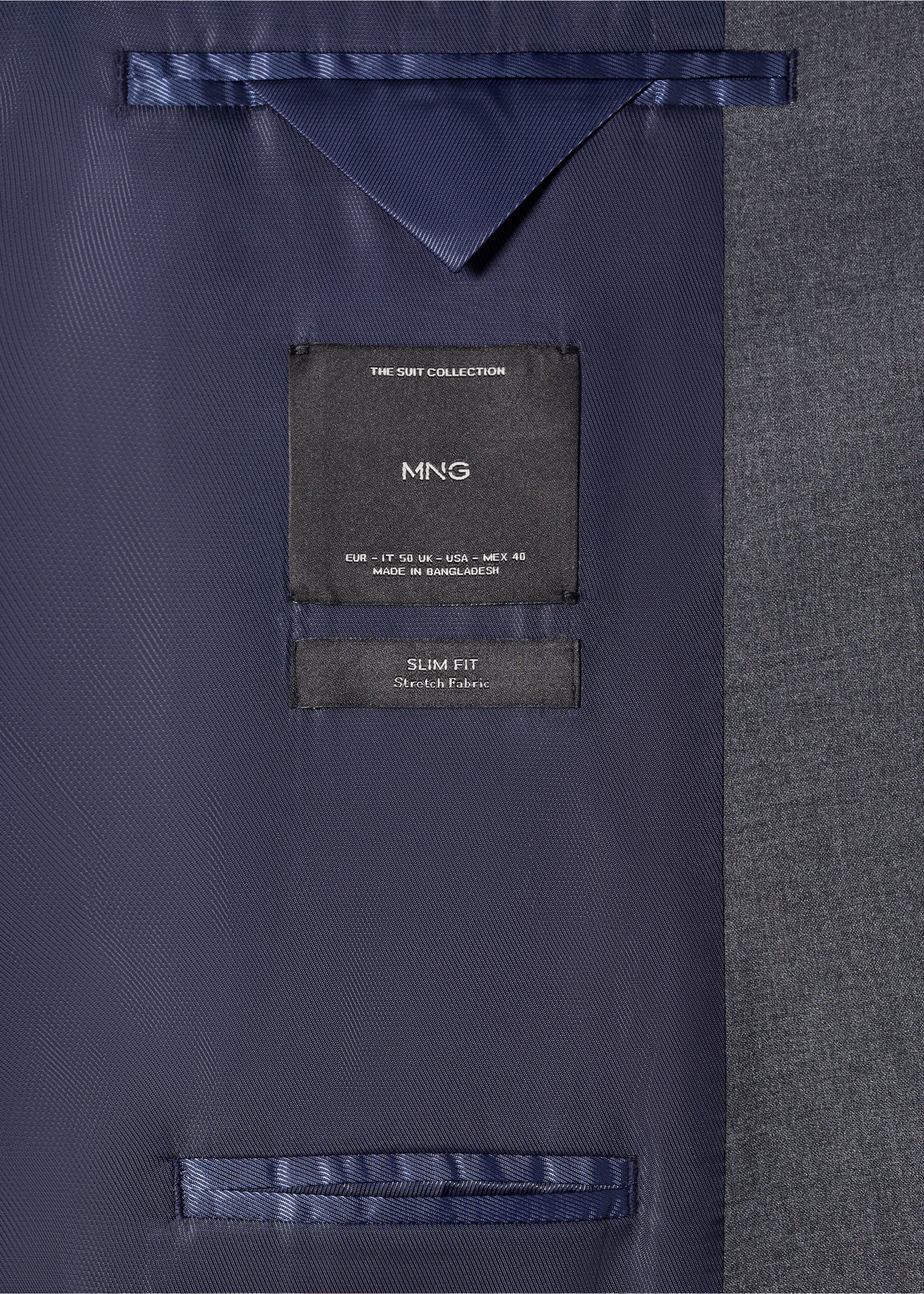 Stretch-fabric slim-fit suit jacket - Details of the article 0, Grey. Ref: 57030015-00.