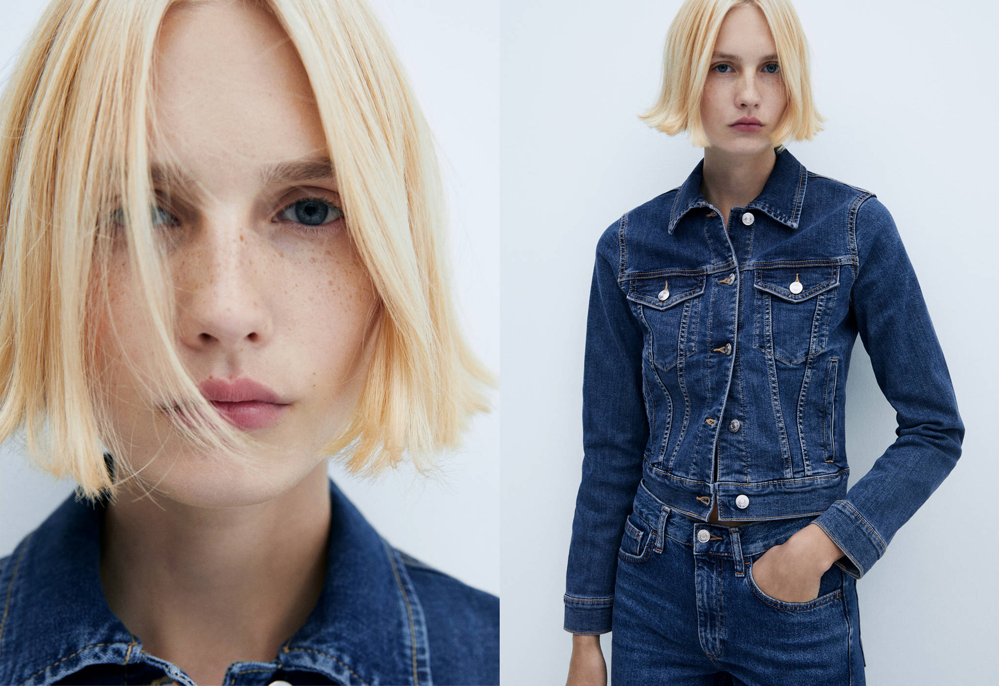 Jeansjacke mit Taschen - Panoramaansicht