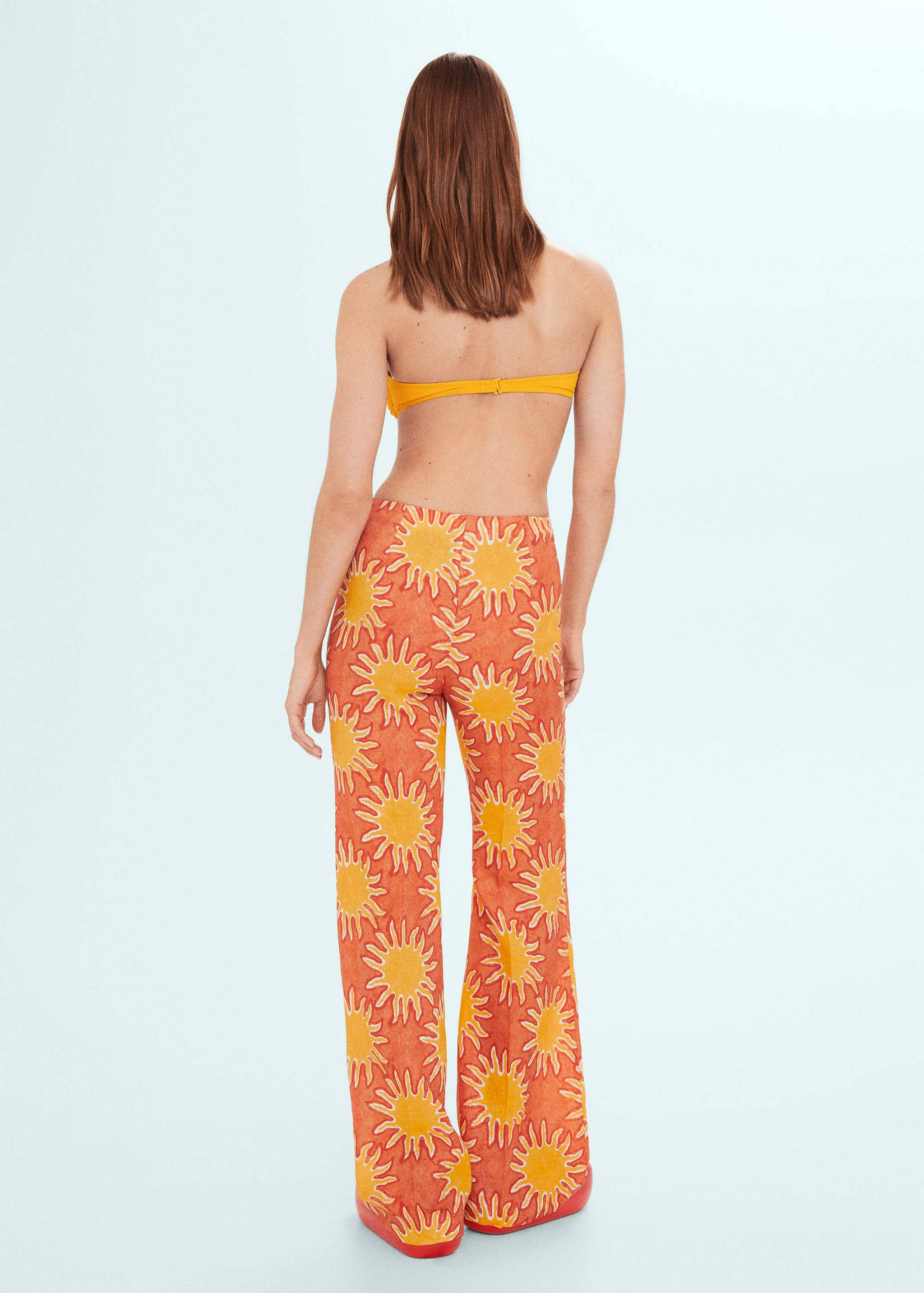 Printed linen wideleg pants - Reverse of the article