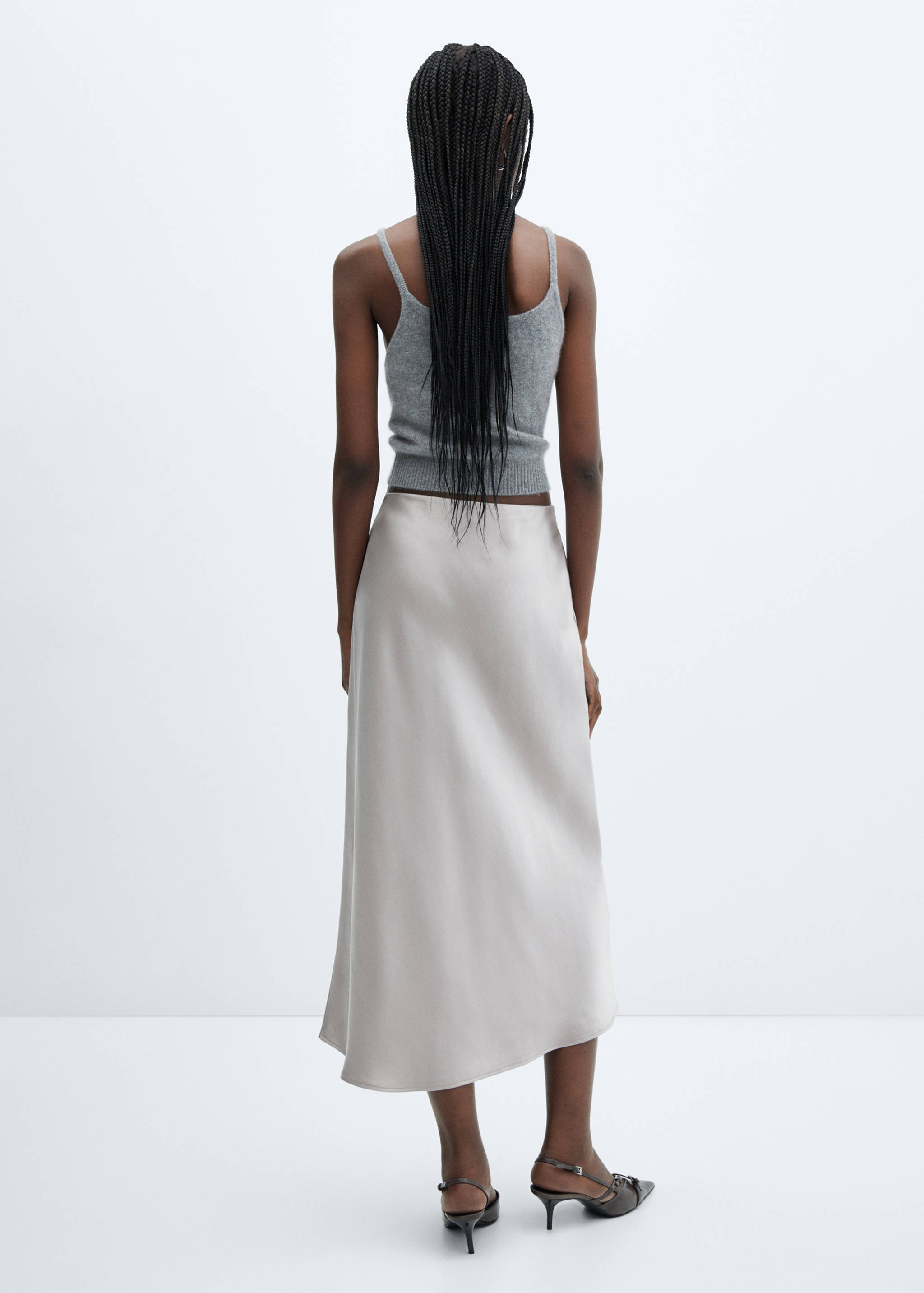 Midi satin skirt - Reverse of the article