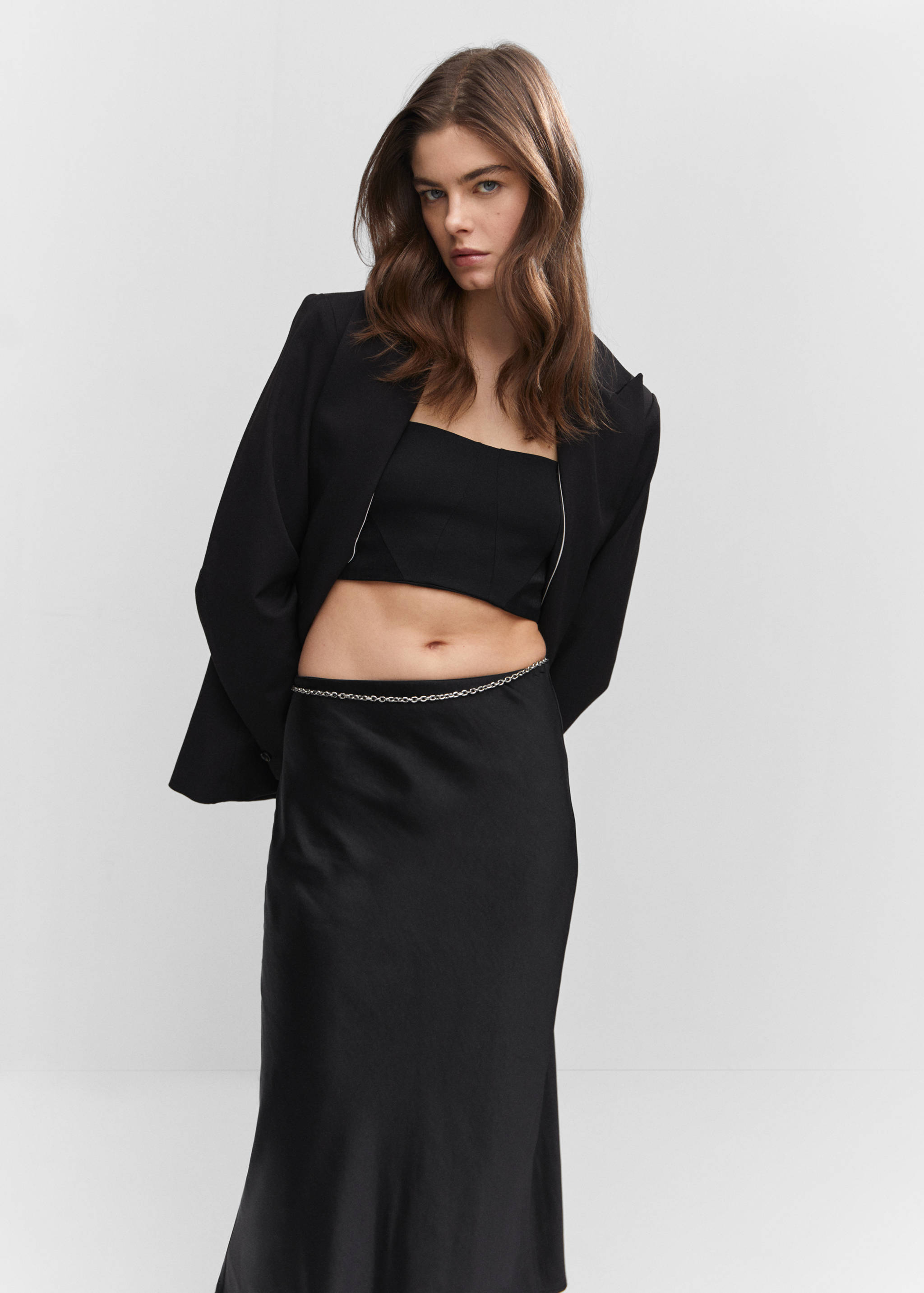 Midi satin skirt - Details of the article 1