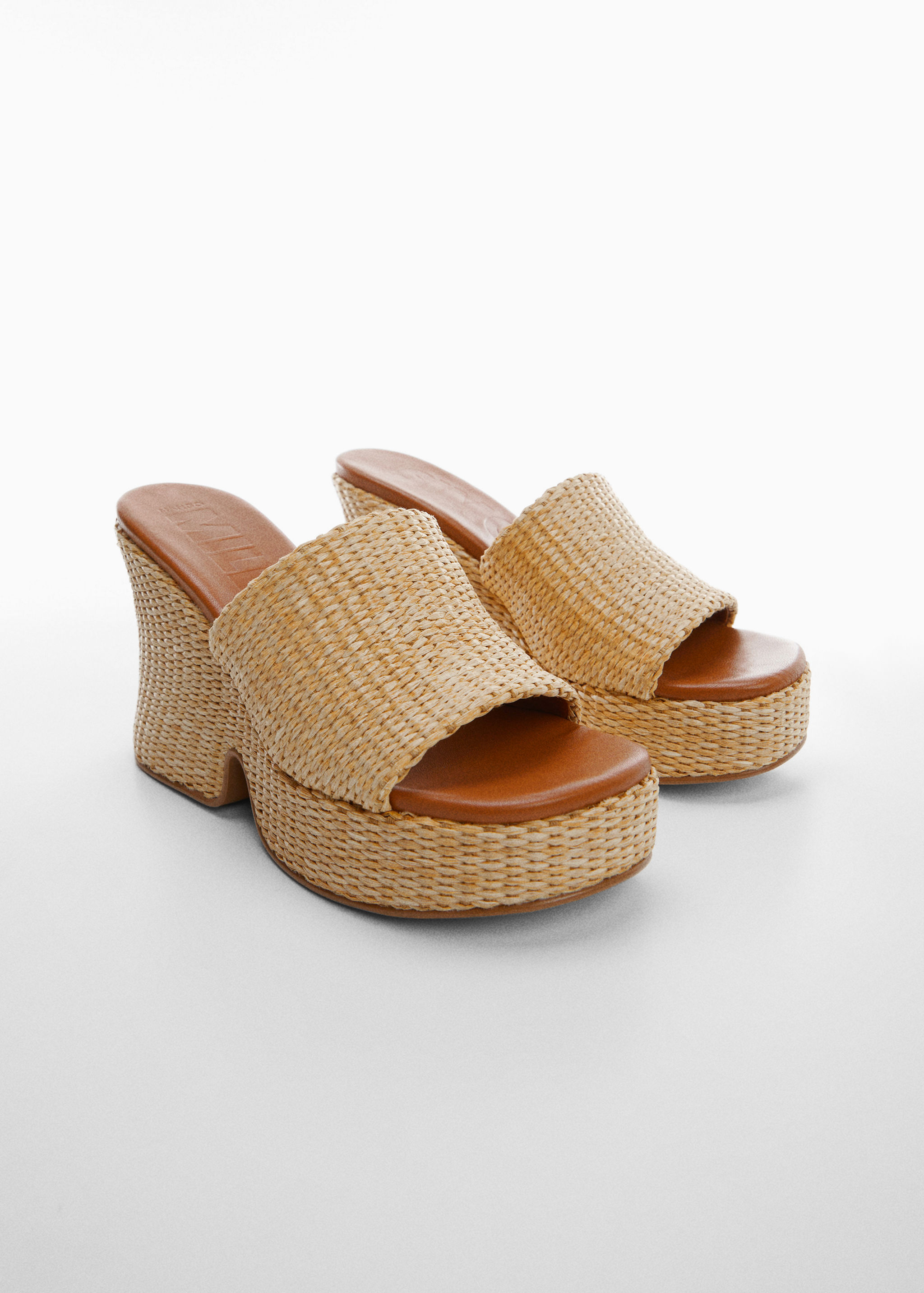 Natural fibre wedge sandals - Medium plane