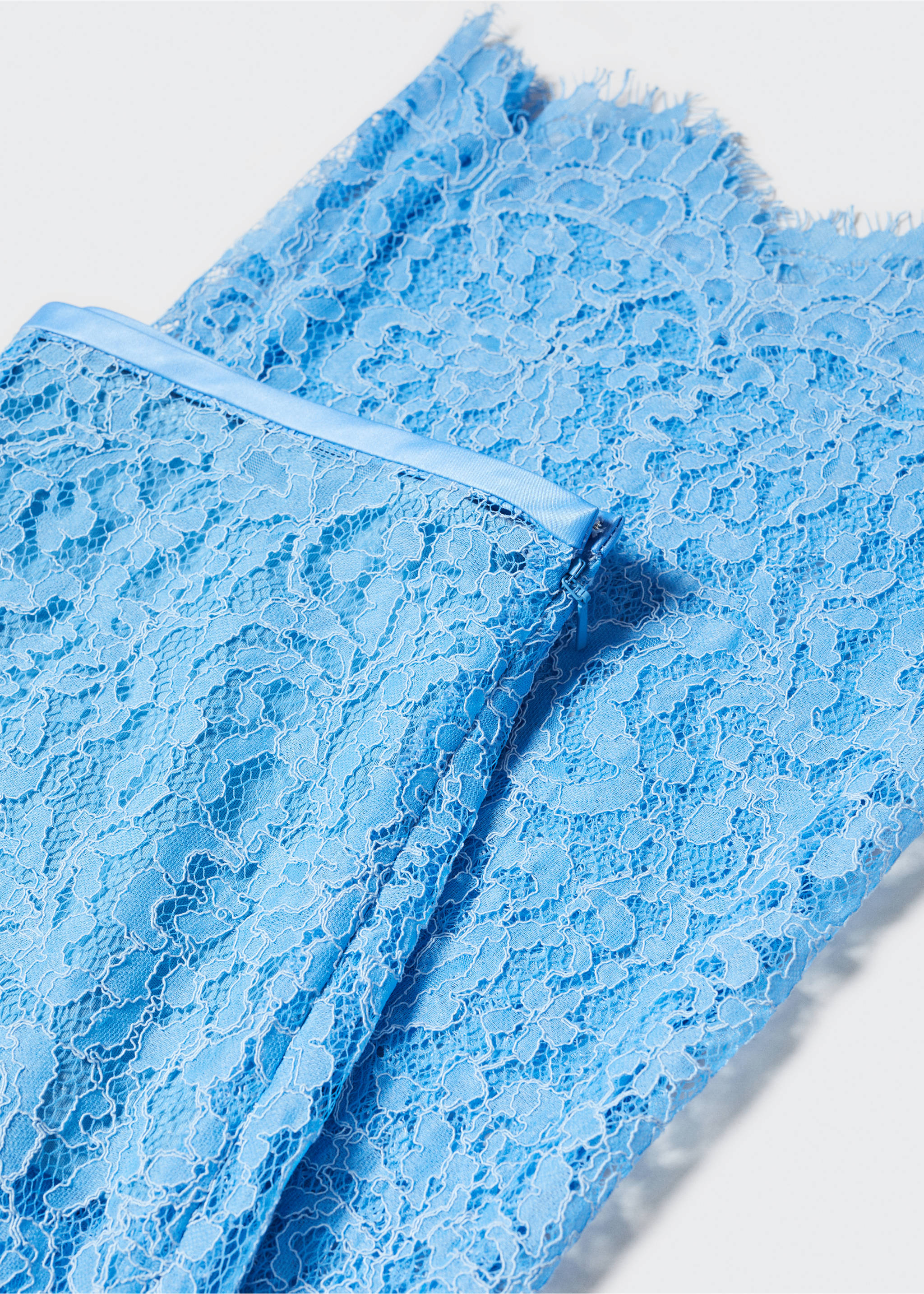 Guipure palazzo trousers - Details of the article 8, Blue. Ref: 57030494-00.