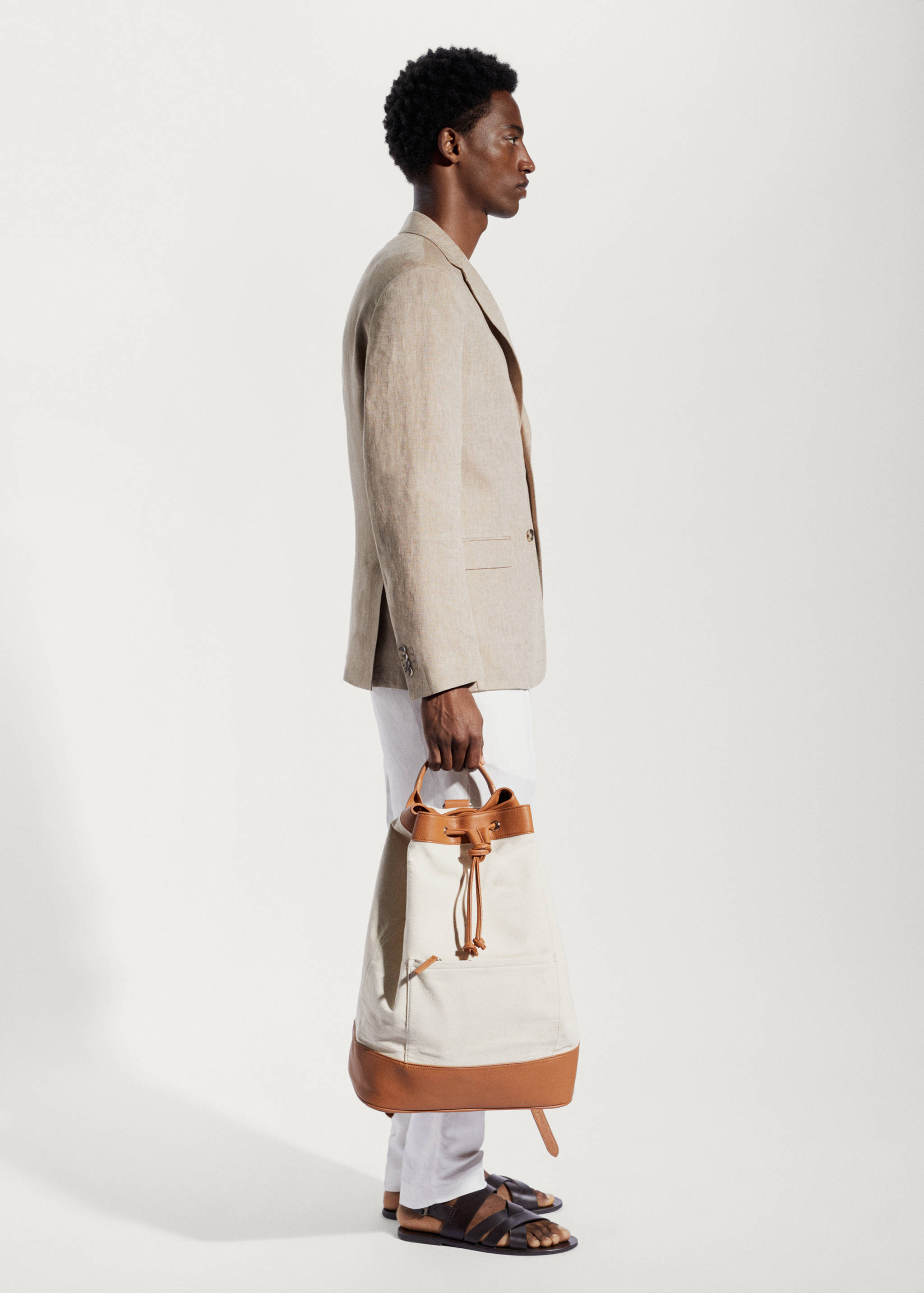 100% linen slim fit blazer - Details of the article 4