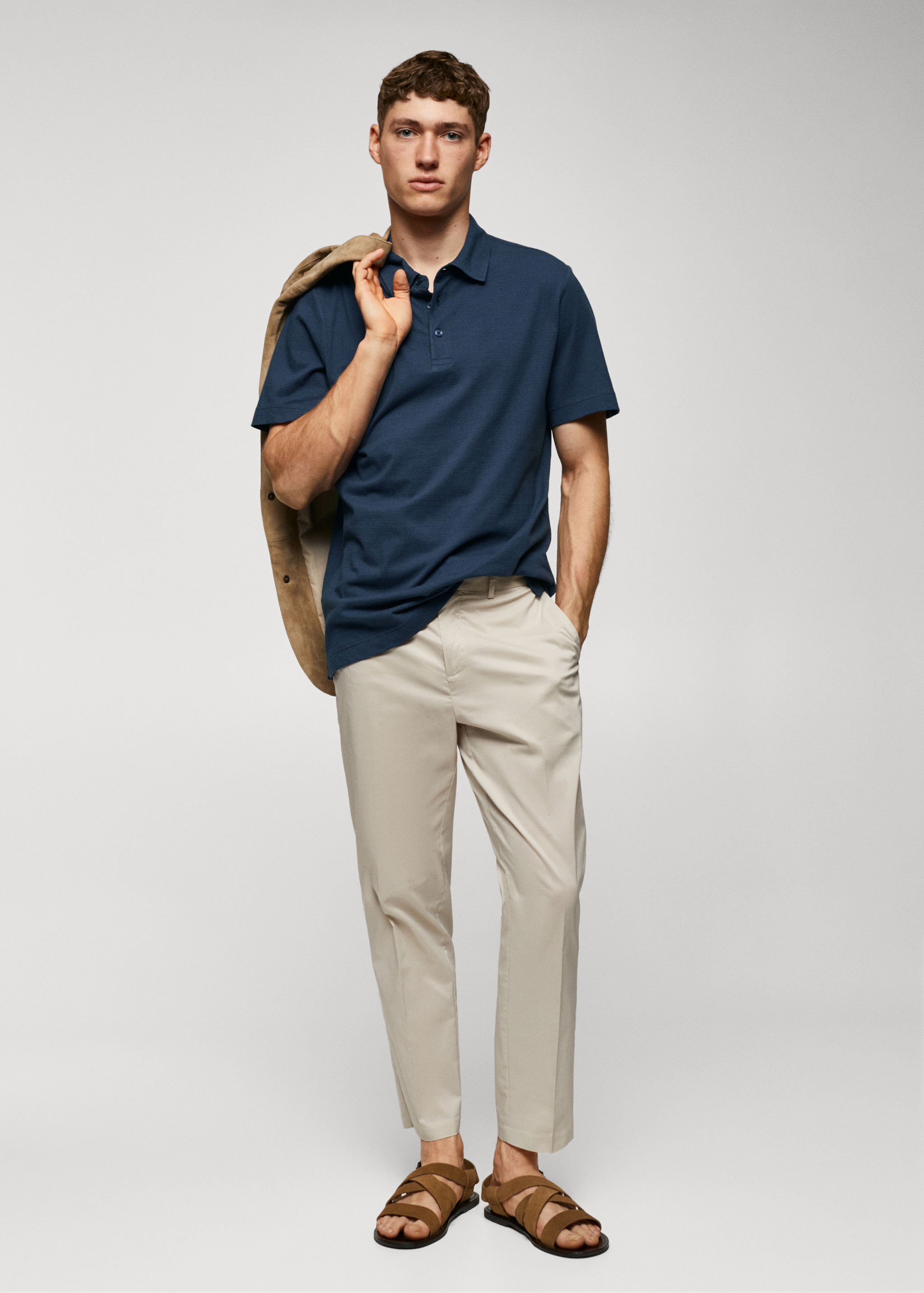 Poloshirt aus 100 % Baumwolle mit Streifenstruktur - Allgemeine Ansicht