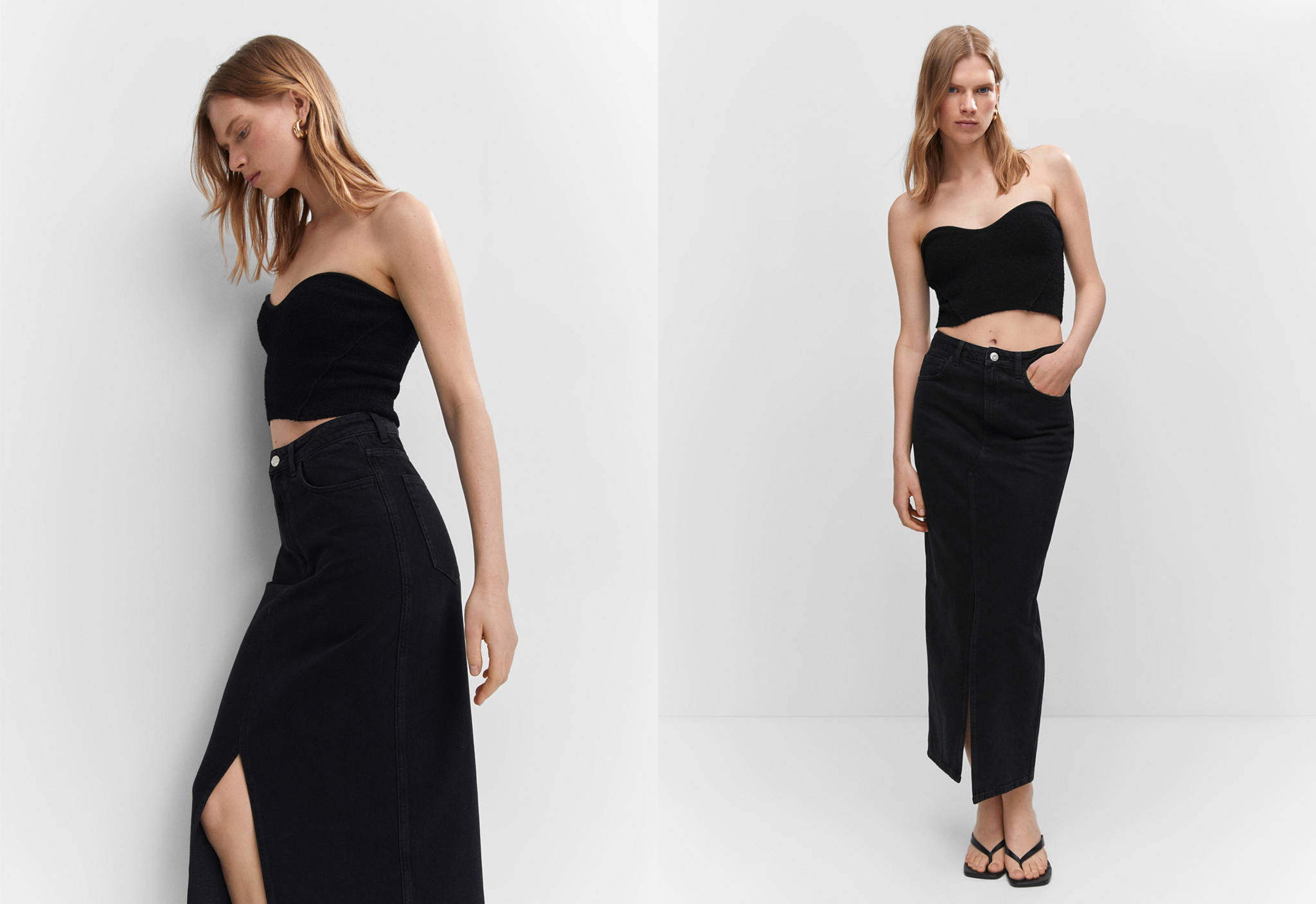 Slit denim skirt - Panoramic plane