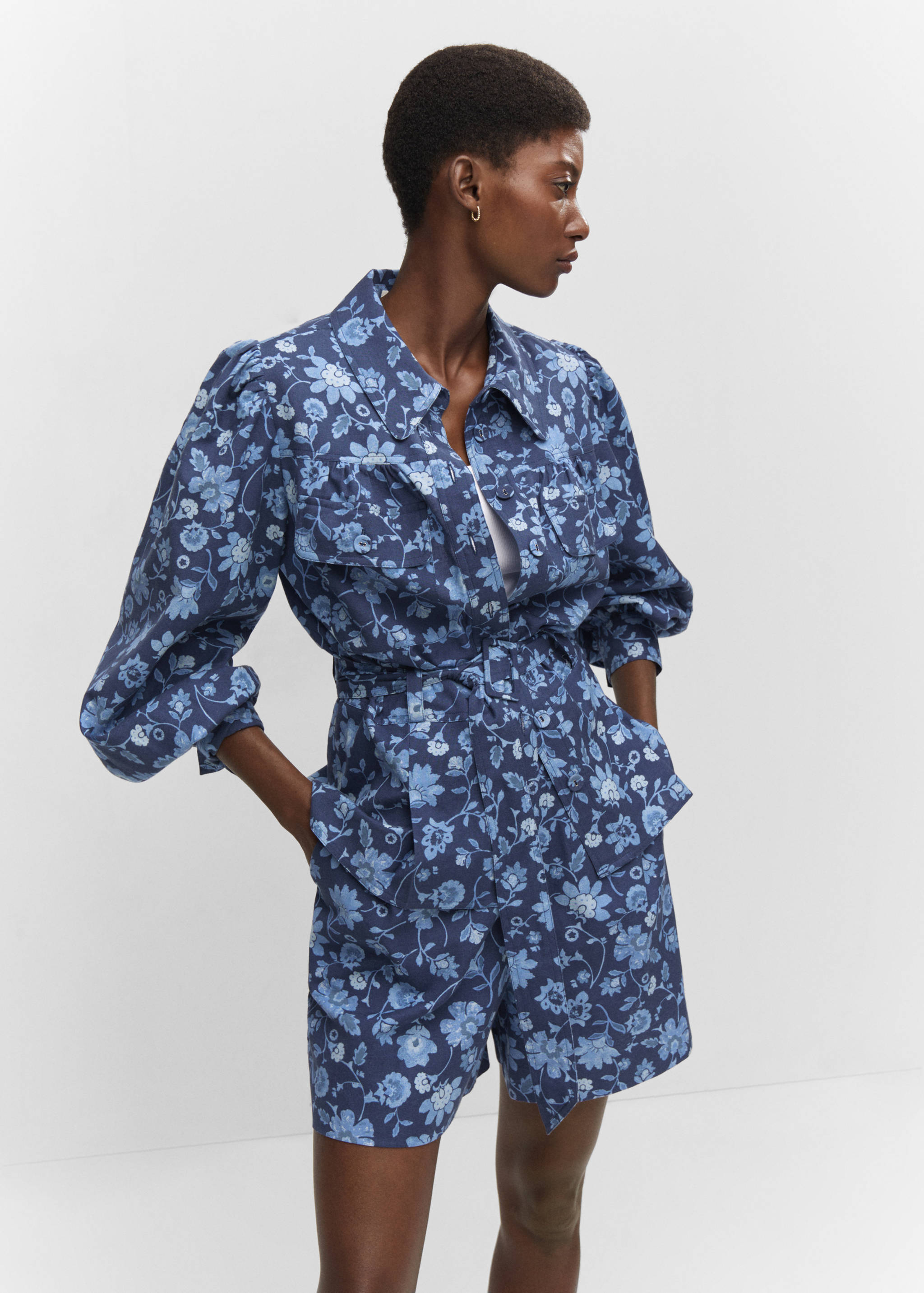 Floral overshirt with belt - Medium plane