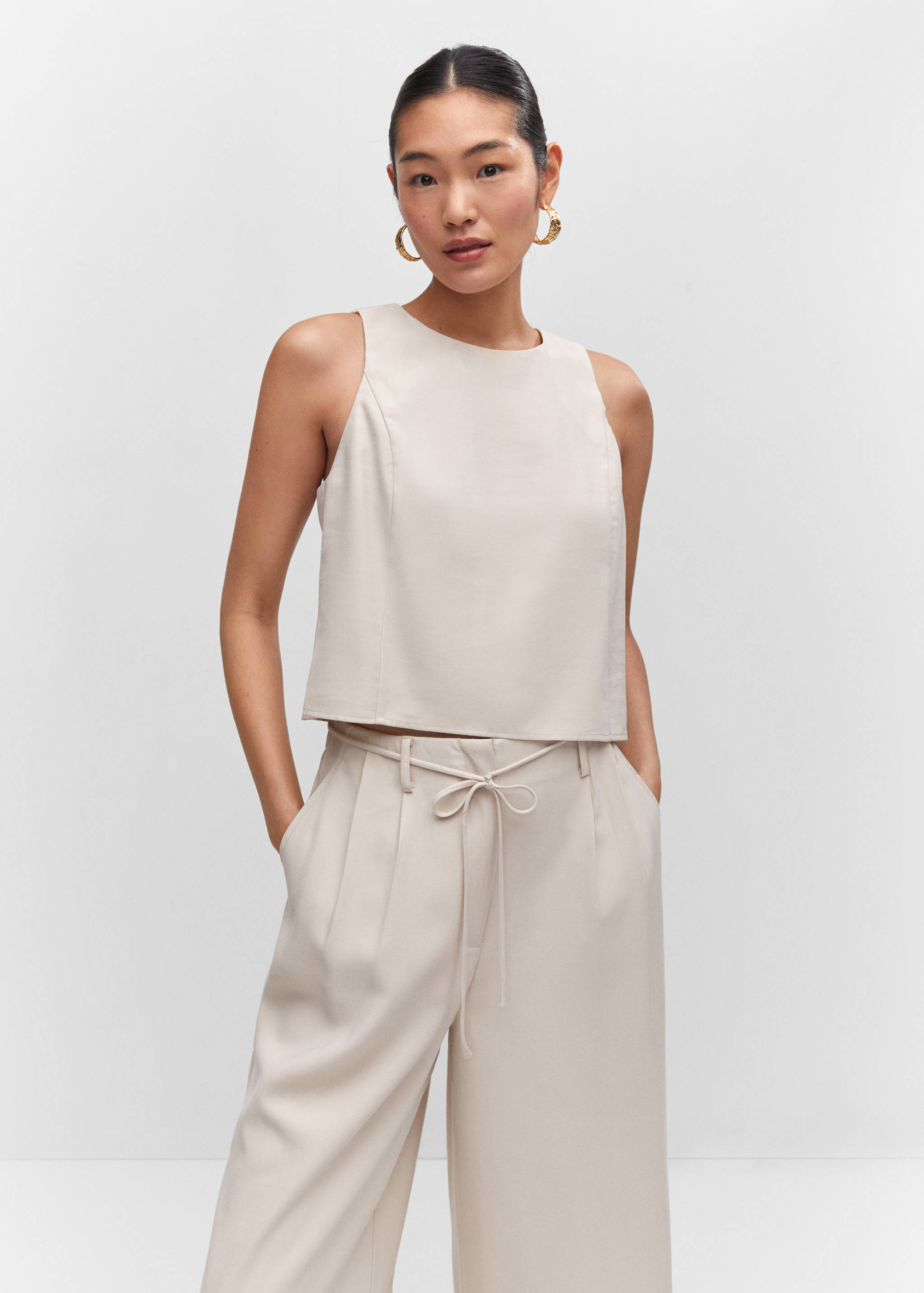 Wide leg trousers with elastic waist - Details of the article 1