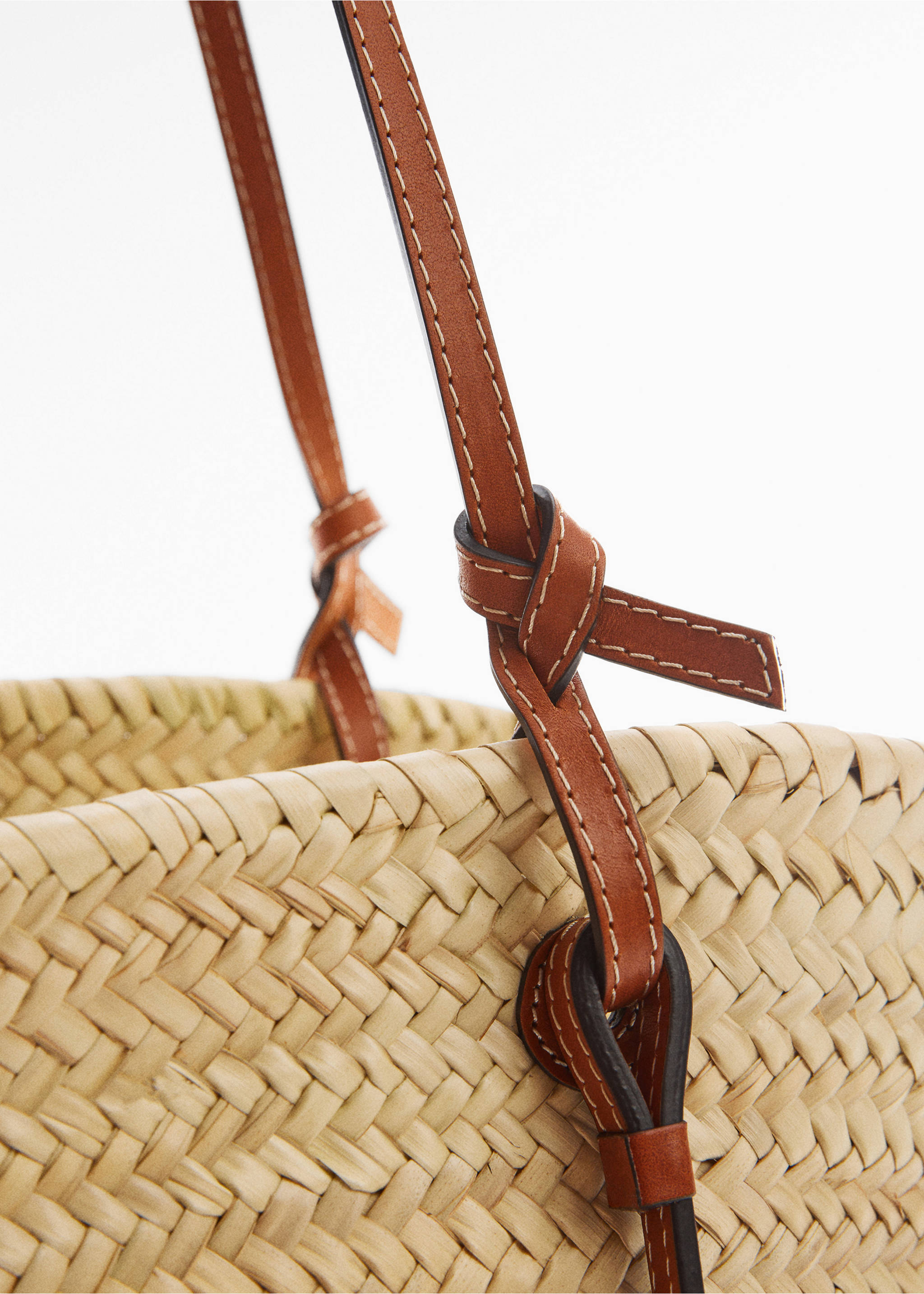 Raffia tote bag - Details of the article 1, Leather. Ref: 57032523-00.