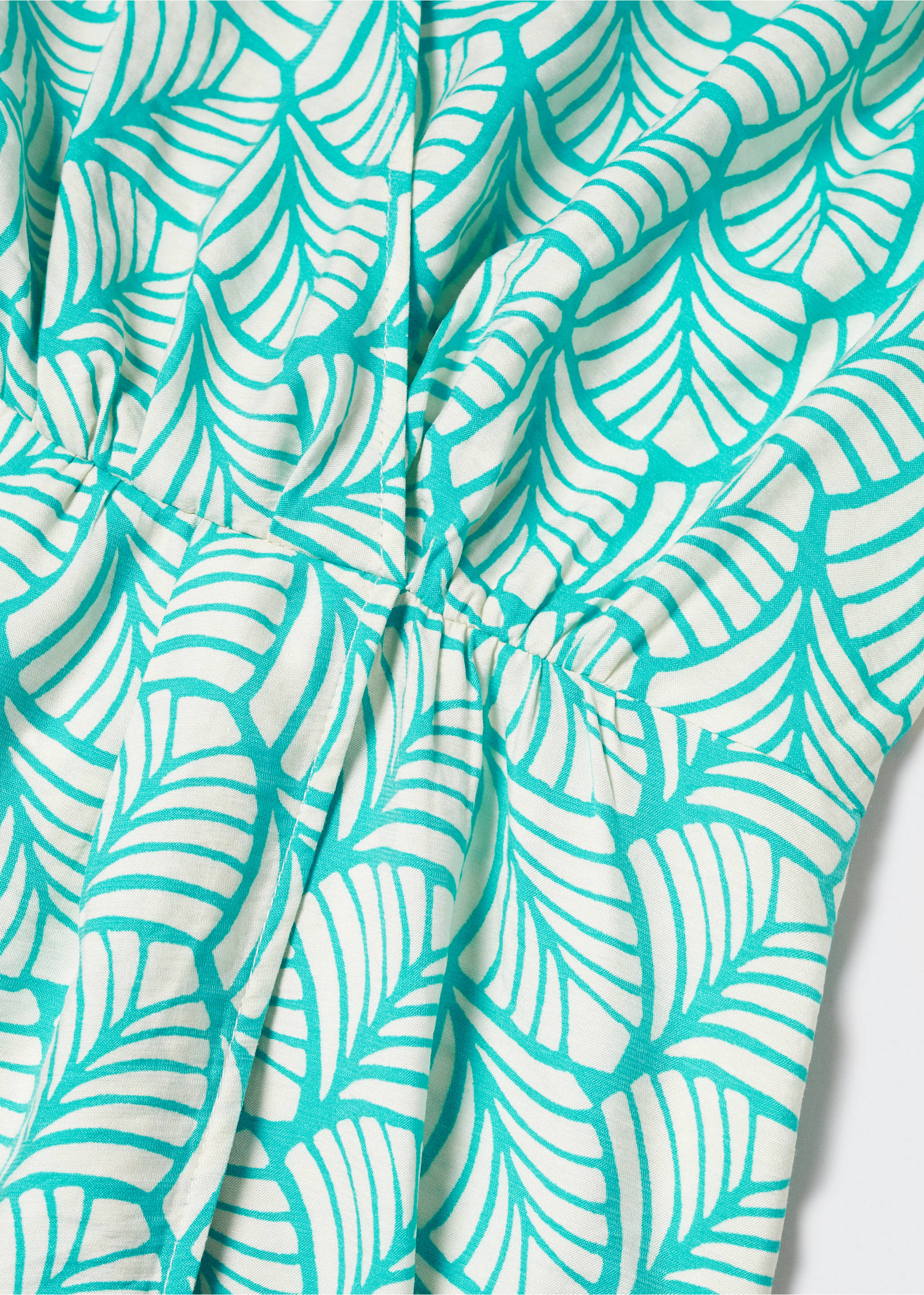 Short printed wrap dress - Details of the article 8, Turquoise. Ref: 57032890-00.