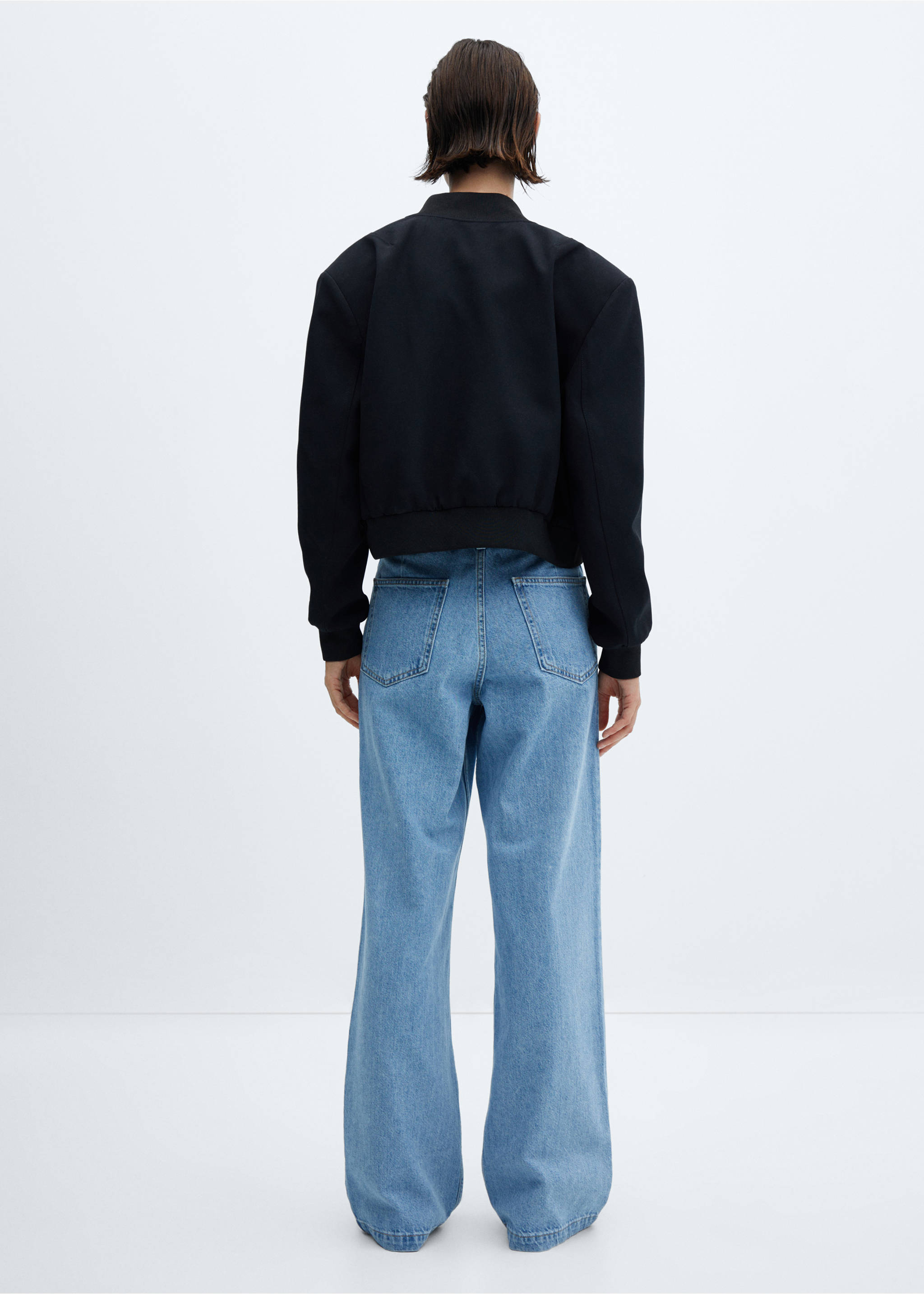 Straight pleated jeans - Reverse of the article, Medium Blue. Ref: 57032894-00.