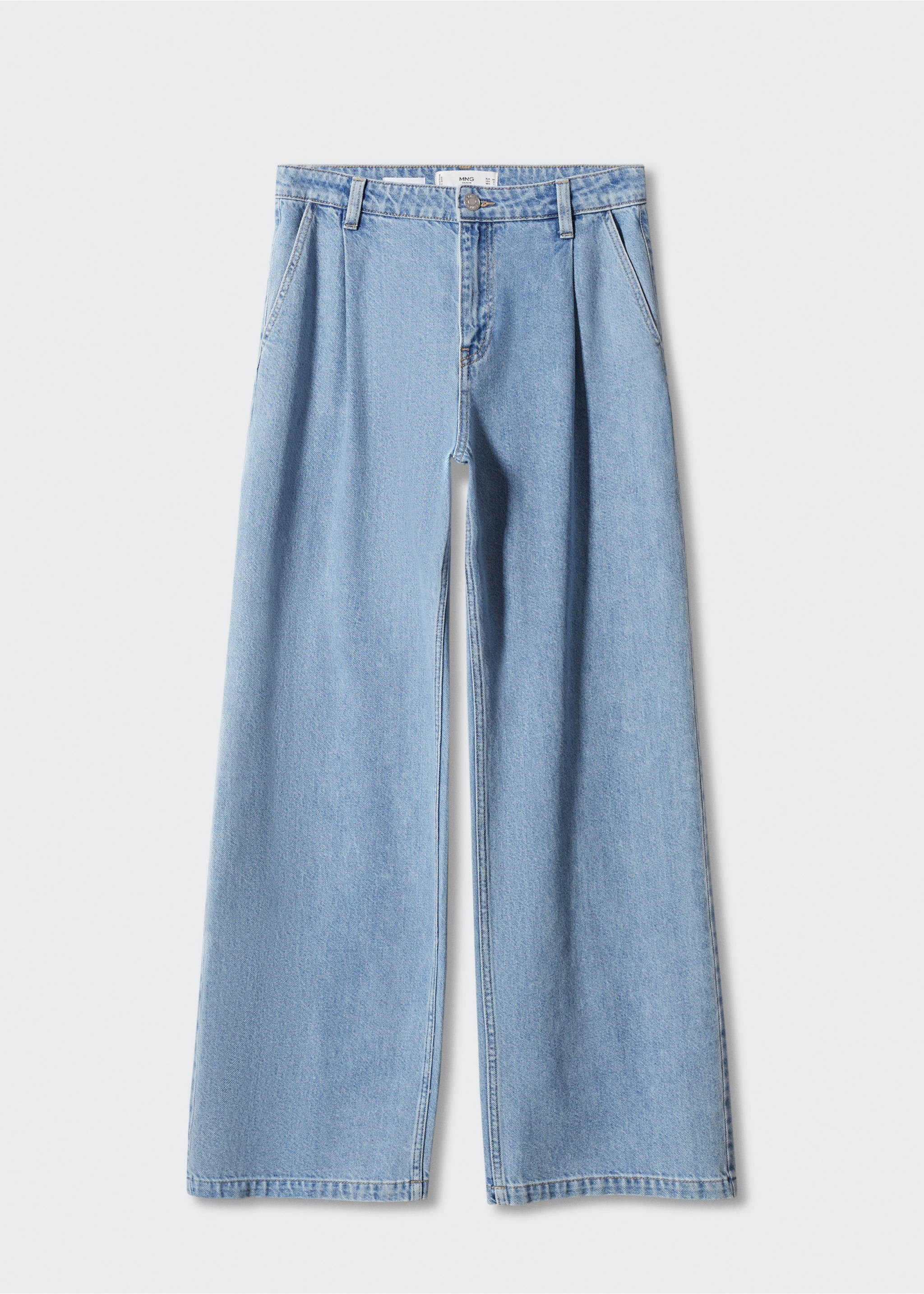 Straight pleated jeans - Article without model, Medium Blue. Ref: 57032894-00.