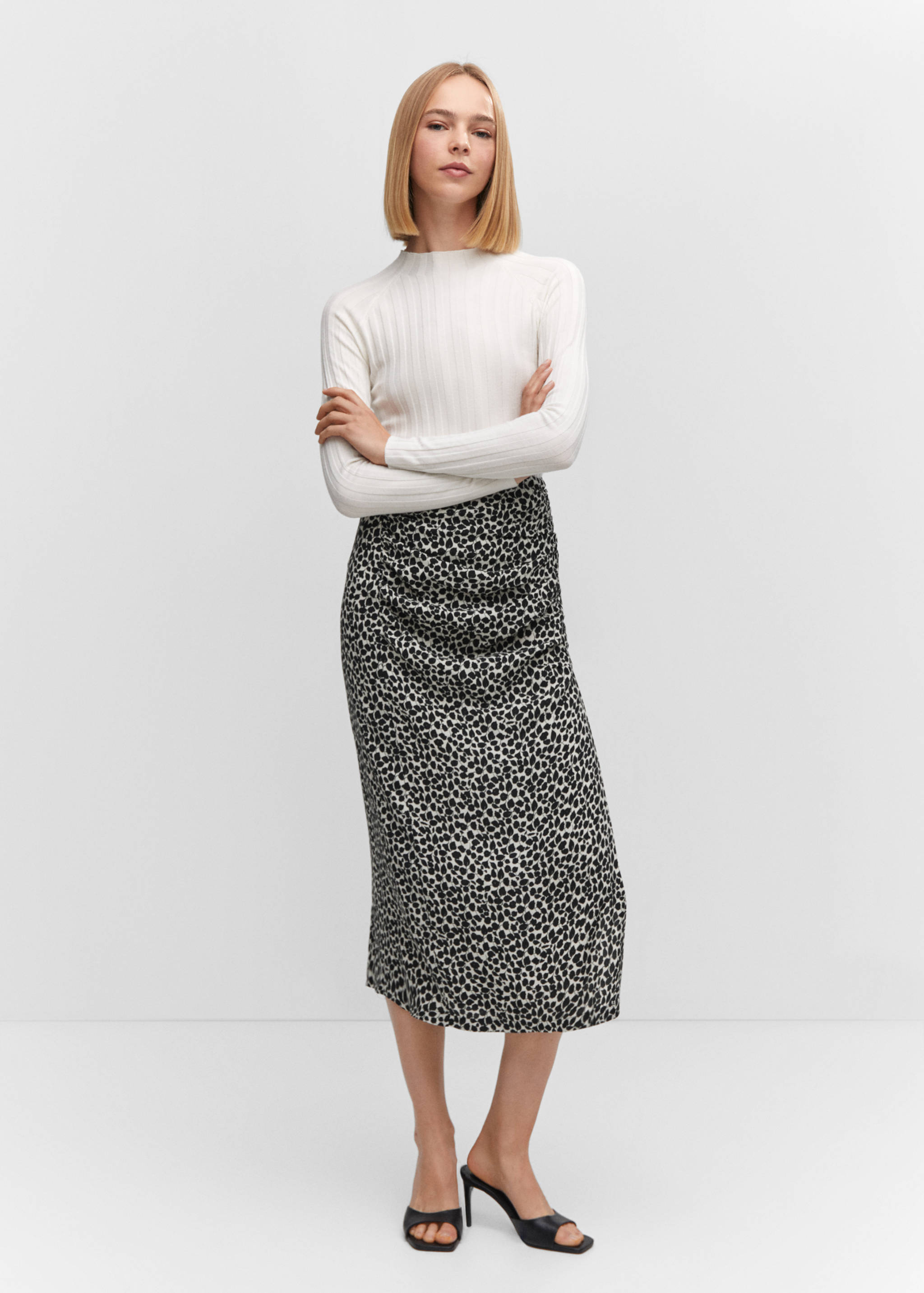 Gemusterter Rock mit Schlitz - Allgemeine Ansicht