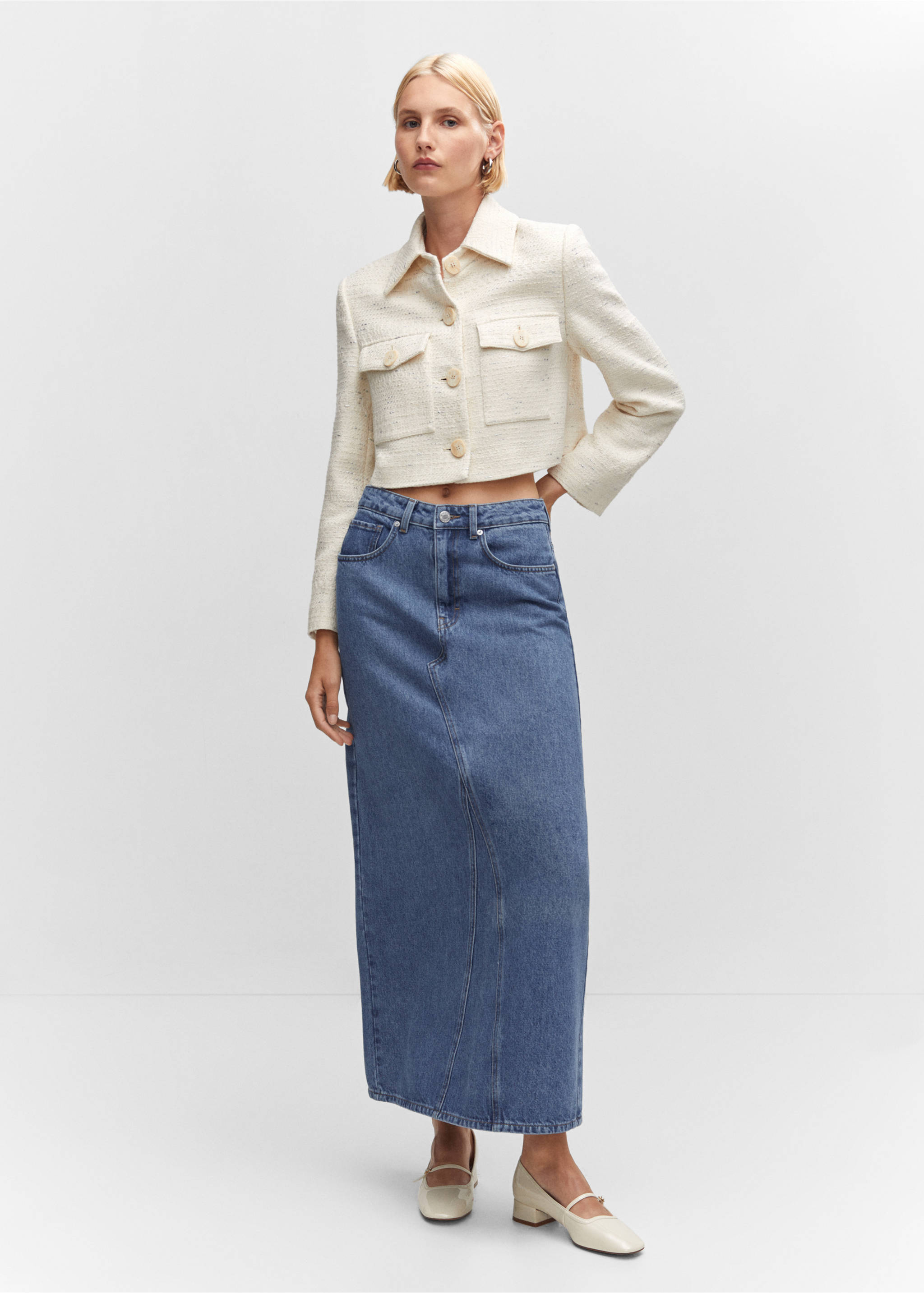 Long denim skirt - General plane, Medium Blue. Ref: 57033806-00.