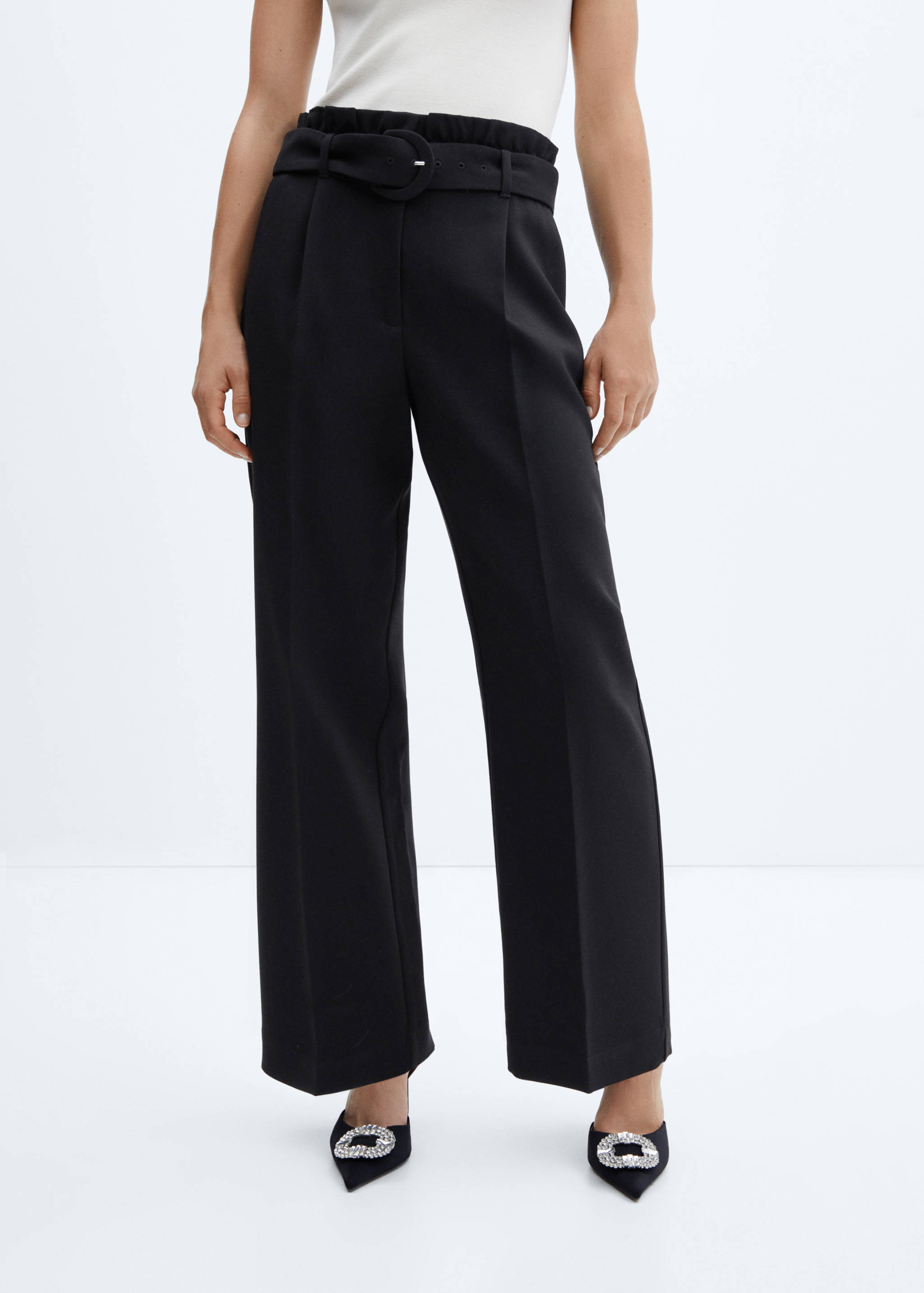 Paperbag trousers with belt - Medium plane