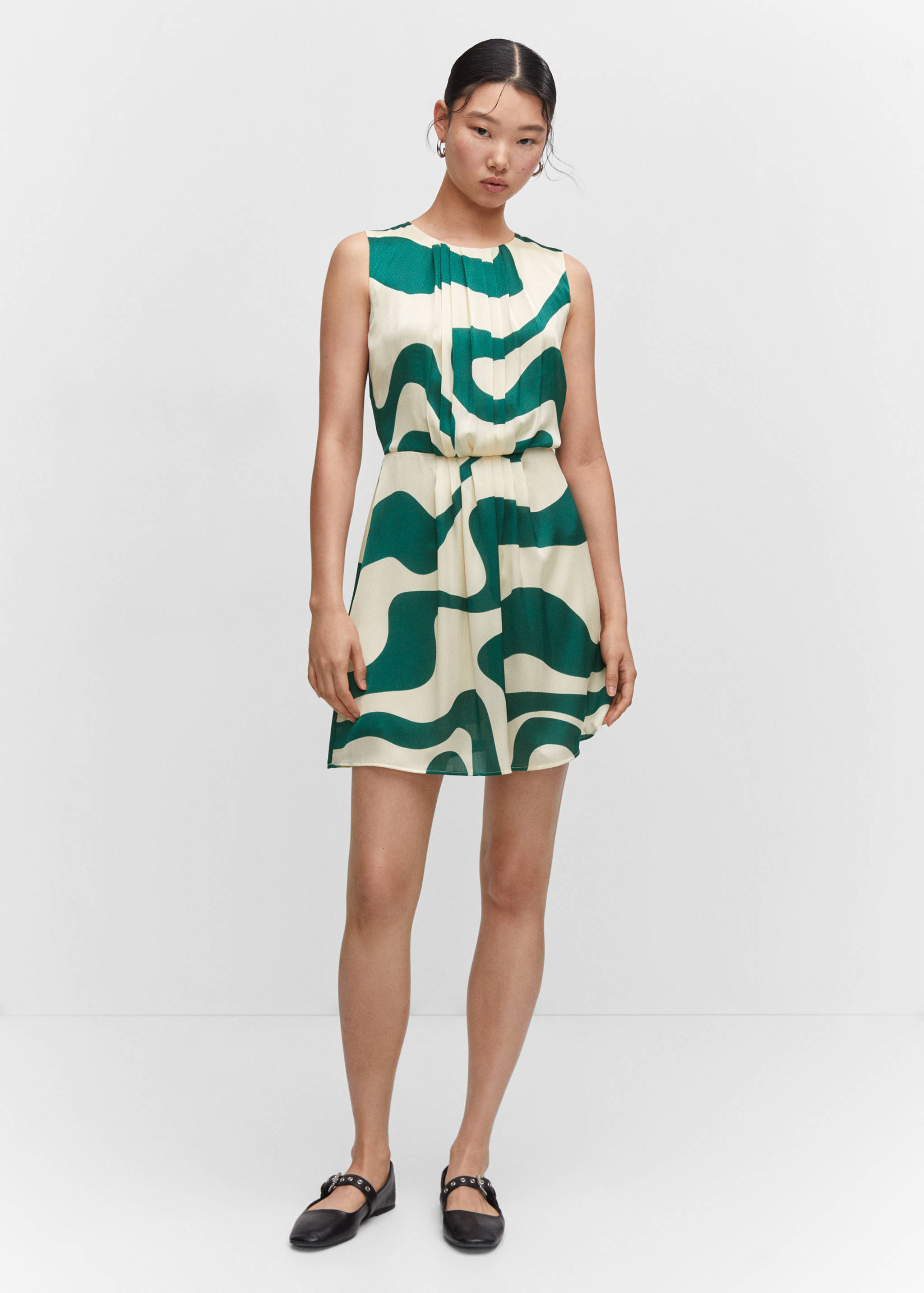 Vestido estampado detalles plisados - Plano general