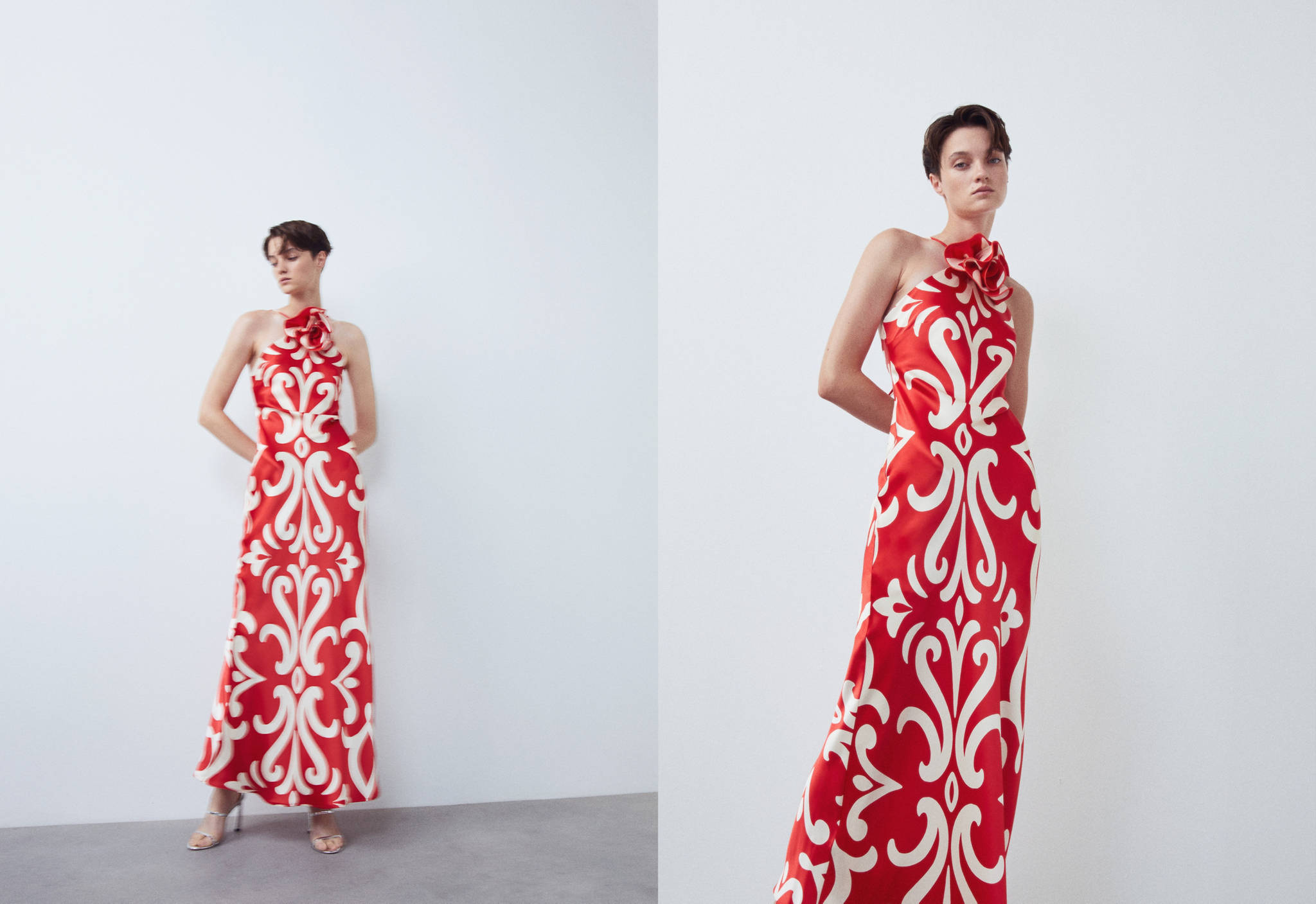 Vestido halter detalle flor - Plano panorámico