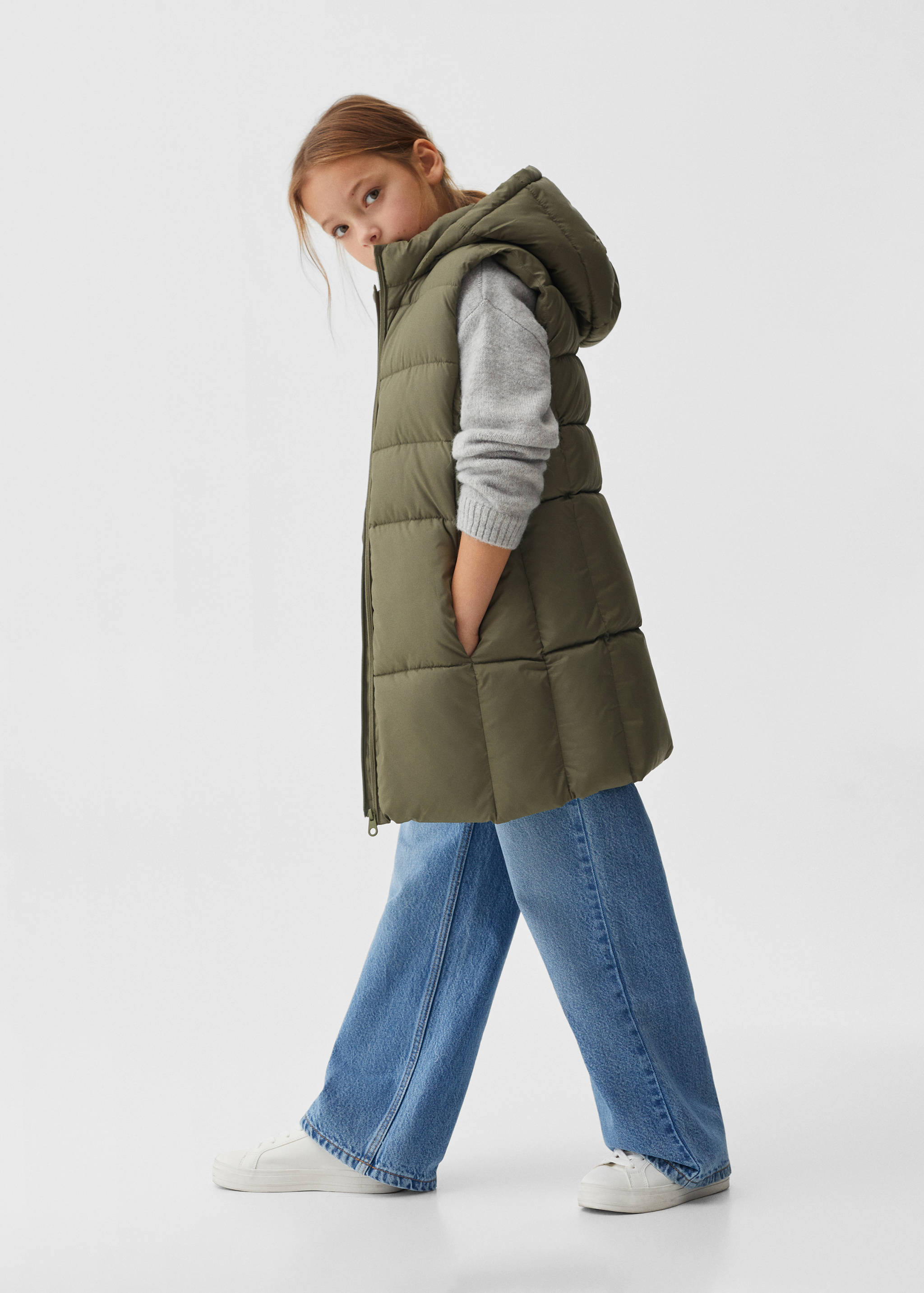 Long puffer vest - General plane