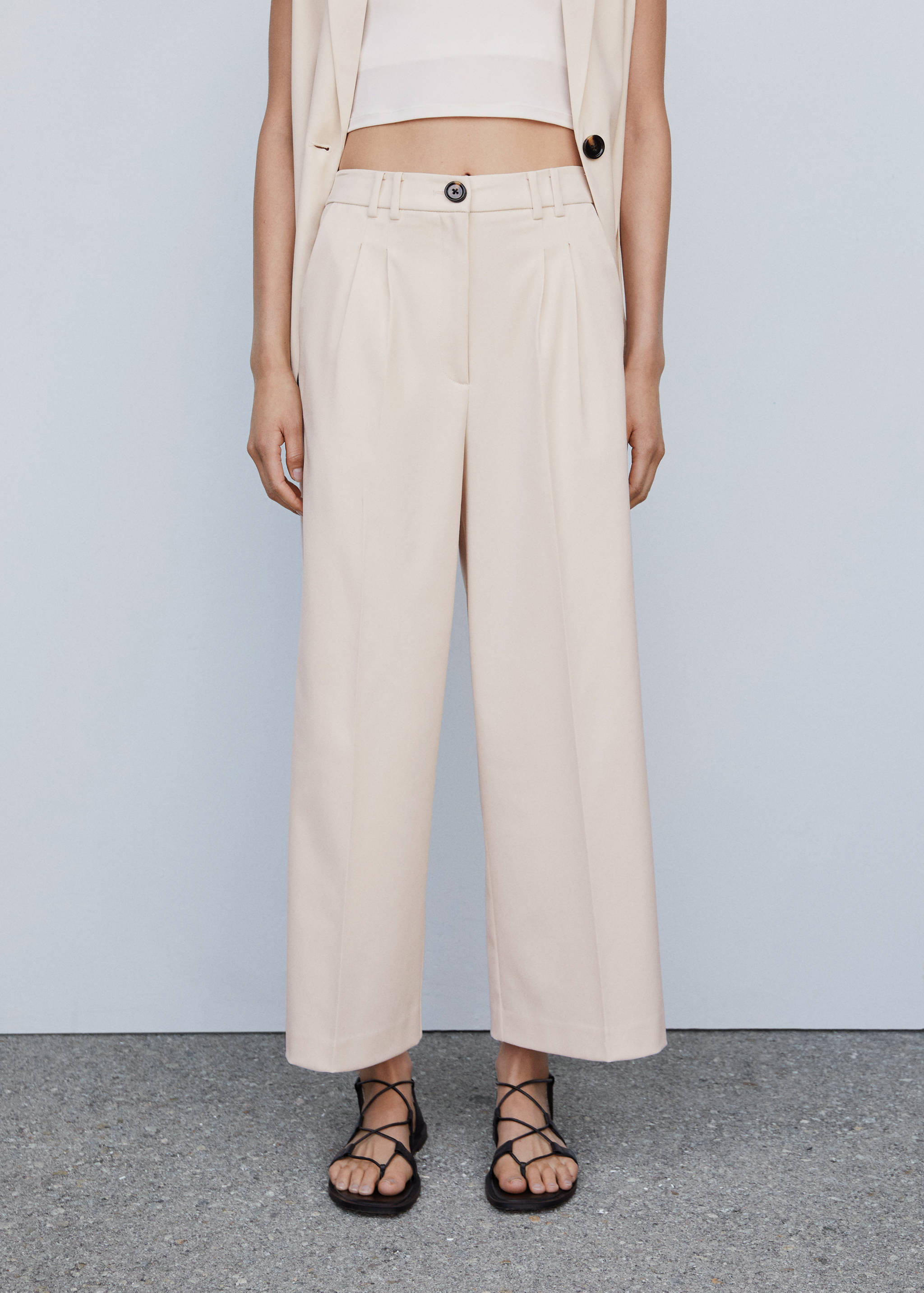 Pleated culottes trousers - Medium plane