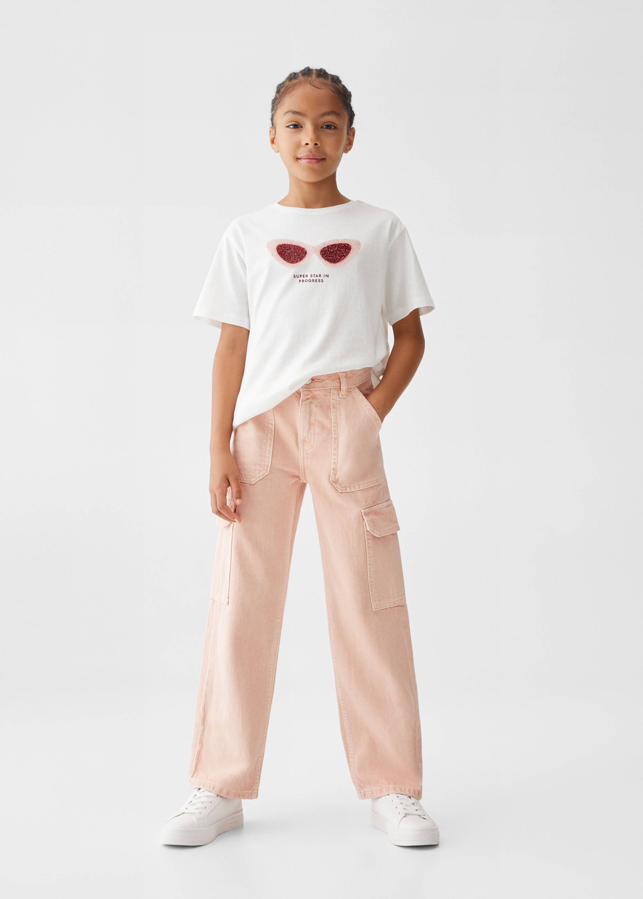 Gemustertes T-Shirt mit Pailletten - Allgemeine Ansicht