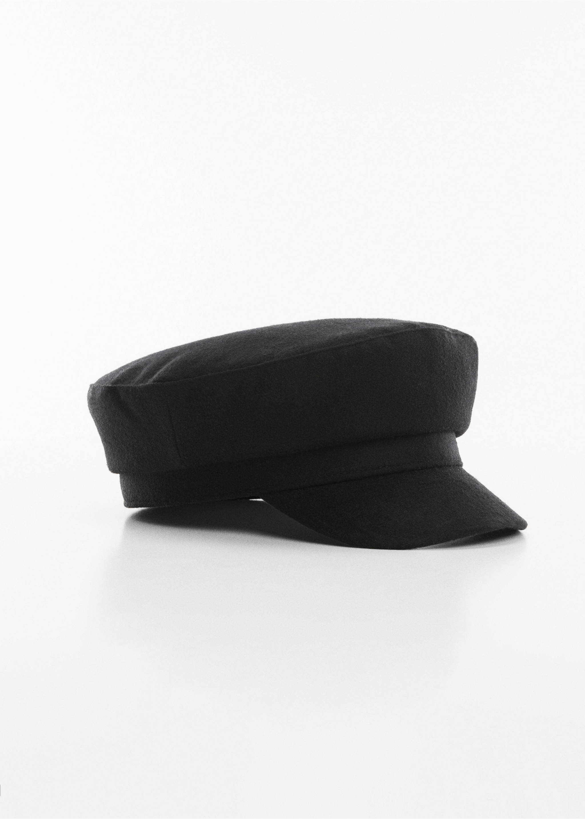 Casquette baker boy laine - Plan moyen, Noir. Ref: 57034022-00.