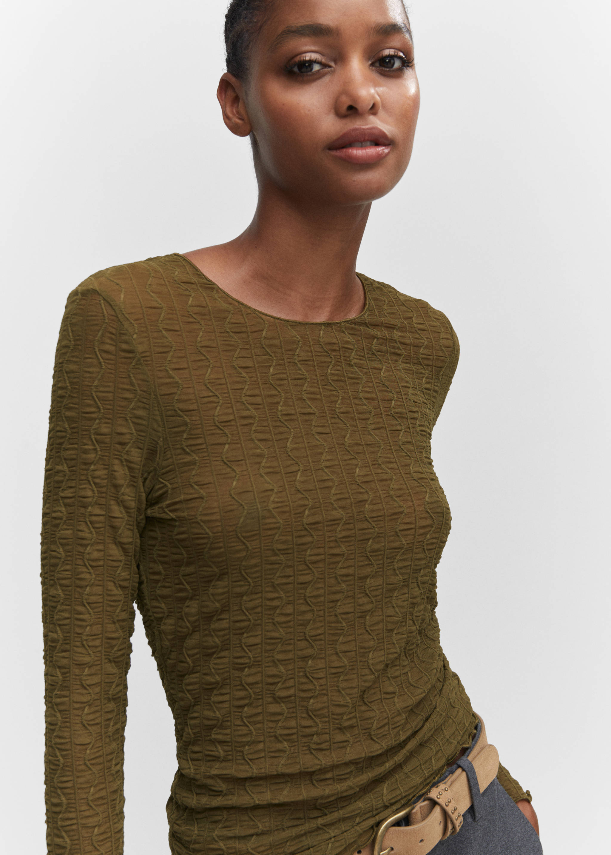 Langärmliges T-Shirt mit Raffdetails - Detail des Artikels 1