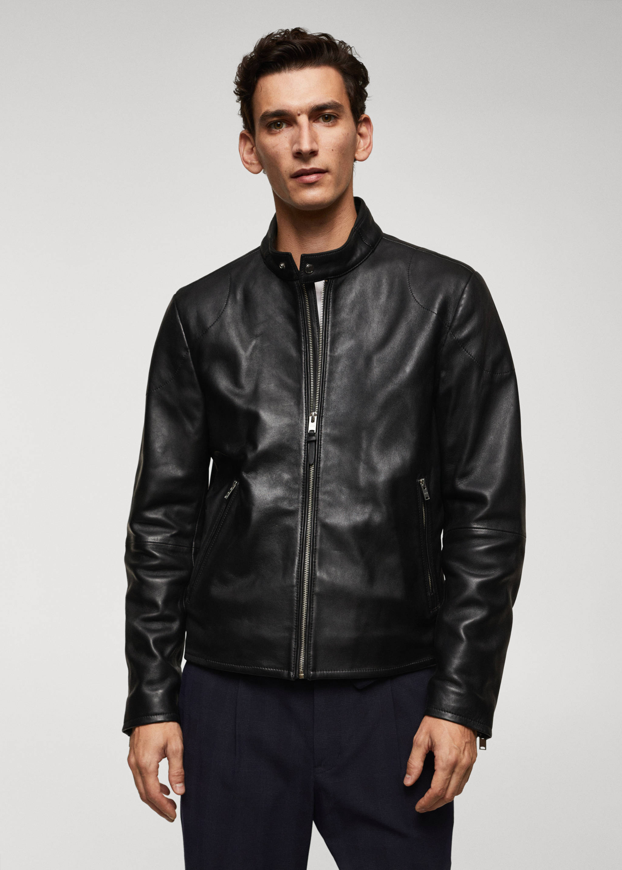 Leder-Bikerjacke mit Zipper-Detail - Detail des Artikels 1