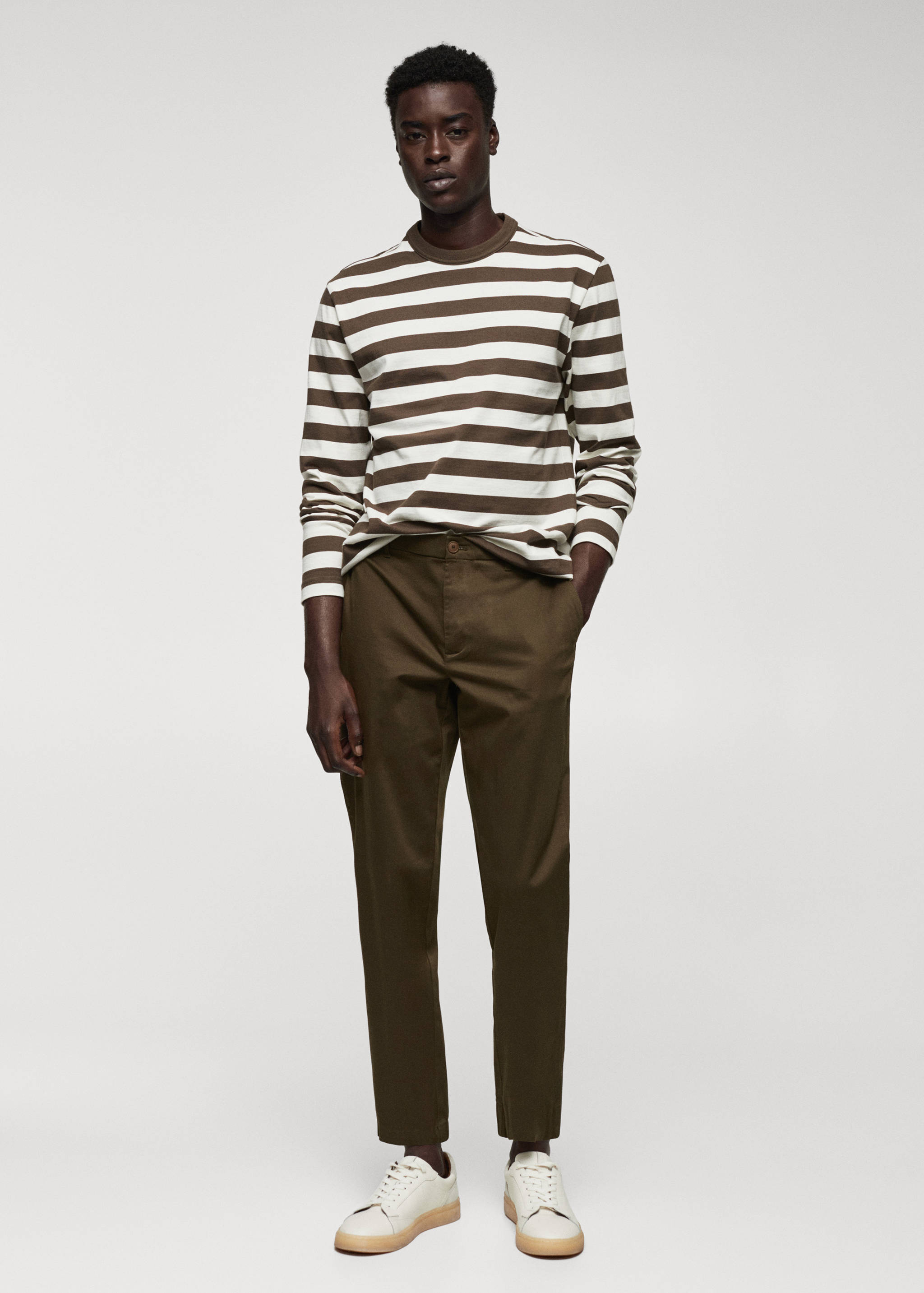 Slim-fit stretch cotton trousers - General plane