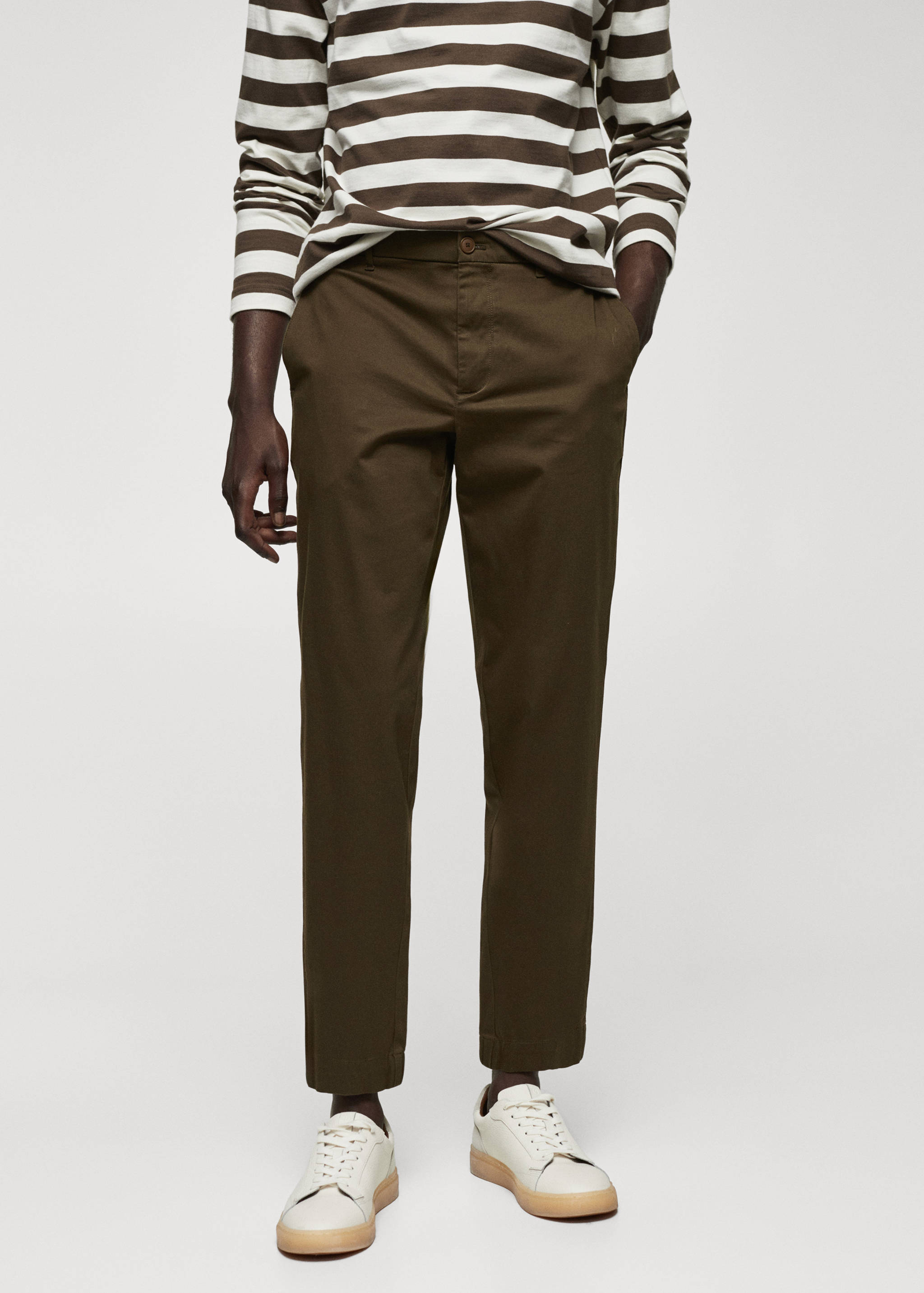 Slim-fit stretch cotton trousers - Medium plane