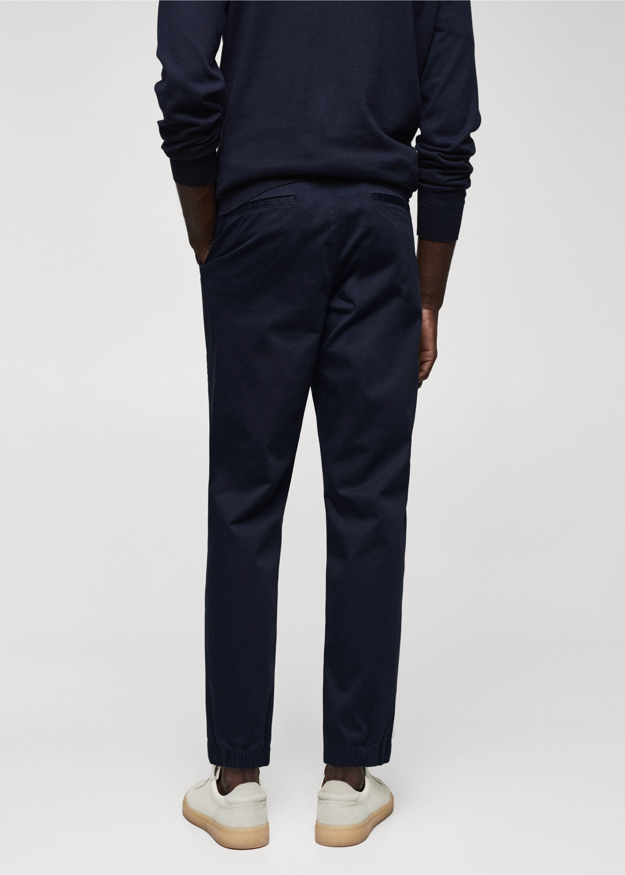 Slim-fit stretch cotton trousers - Reverse of the article, Navy. Ref: 57034388-00.