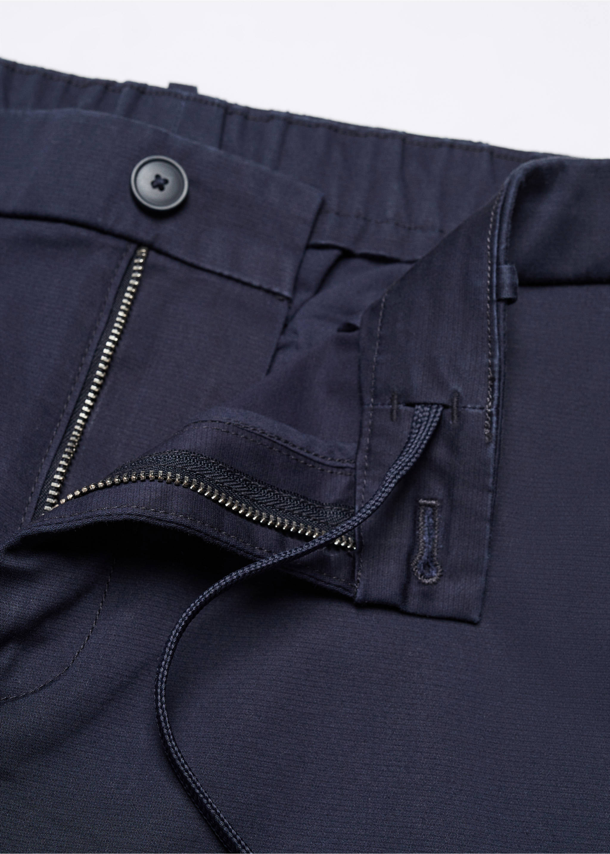 Slim-fit stretch cotton trousers - Details of the article 8, Navy. Ref: 57034388-00.