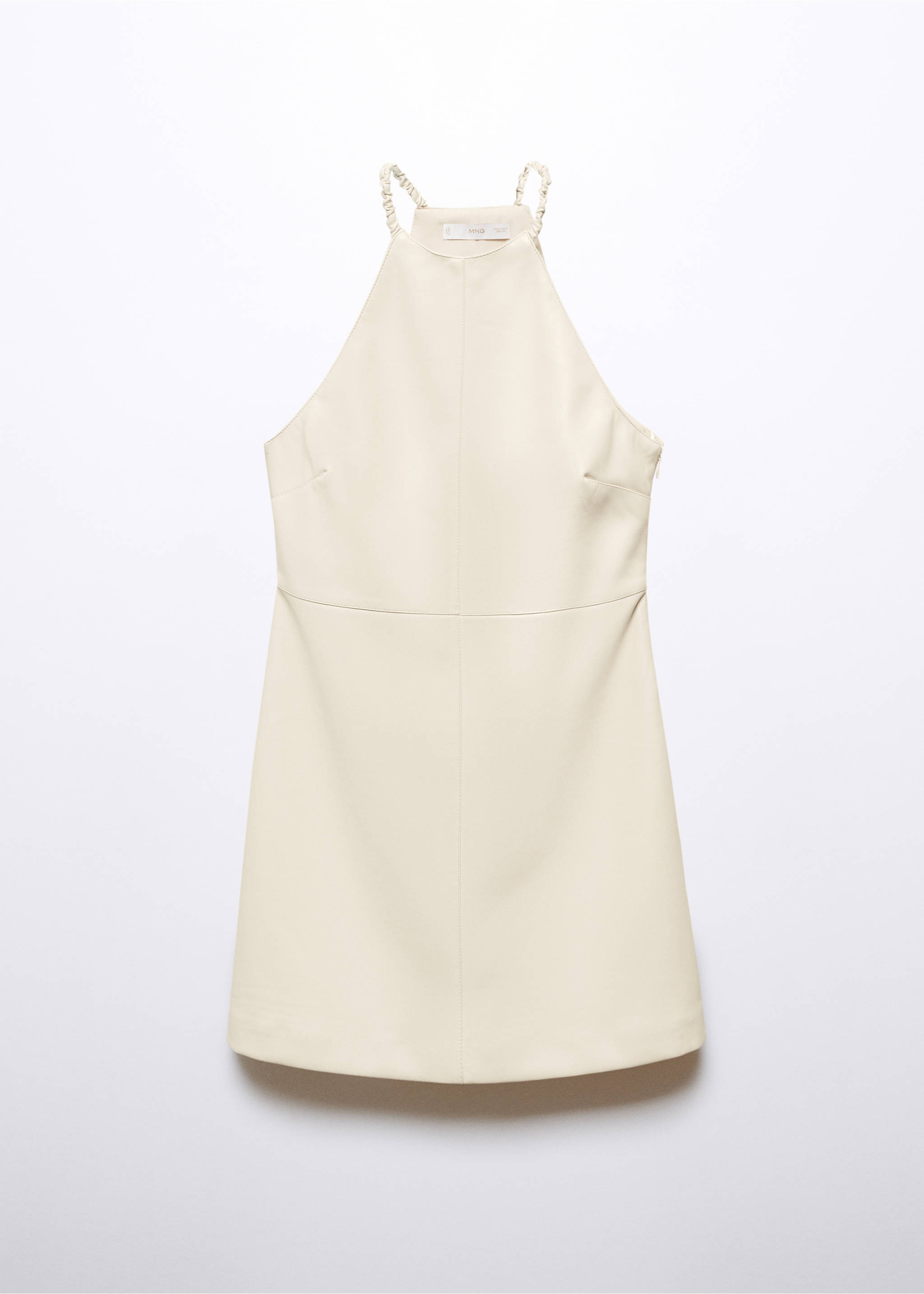Faux-leather  halter dress - Article without model, Ecru. Ref: 57034403-00.