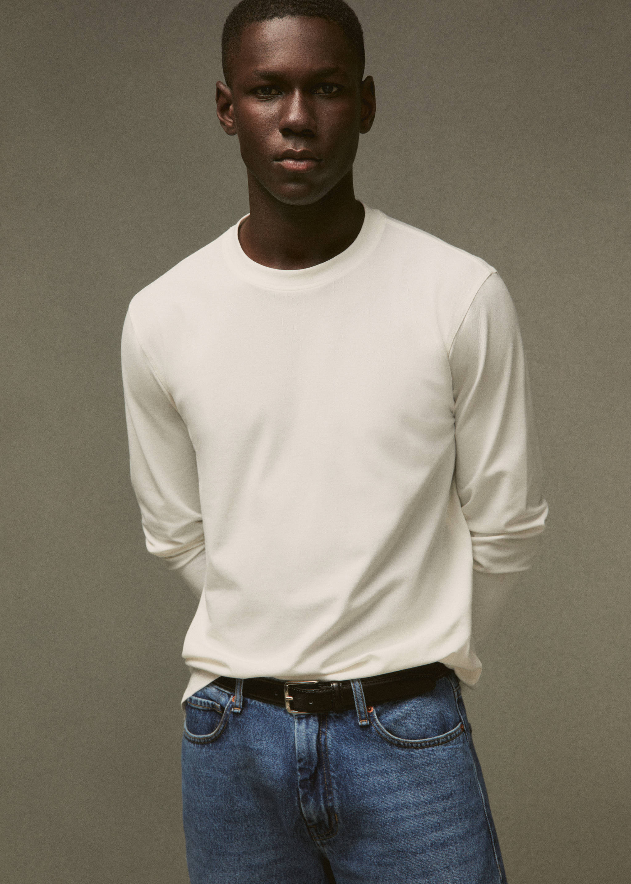 Long-sleeved pique cotton t-shirt - Details of the article 6