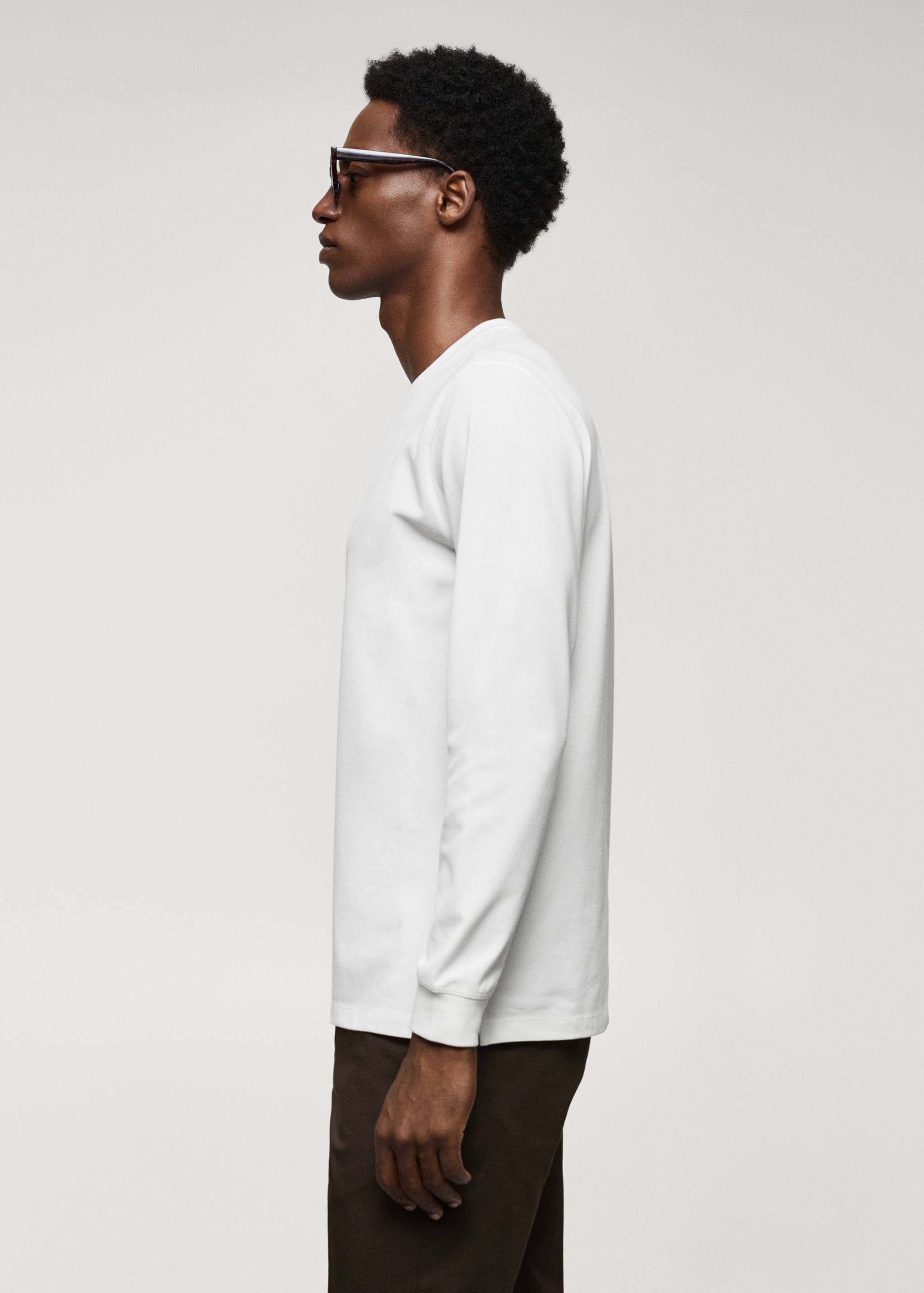 Long-sleeved pique cotton t-shirt - Details of the article 2