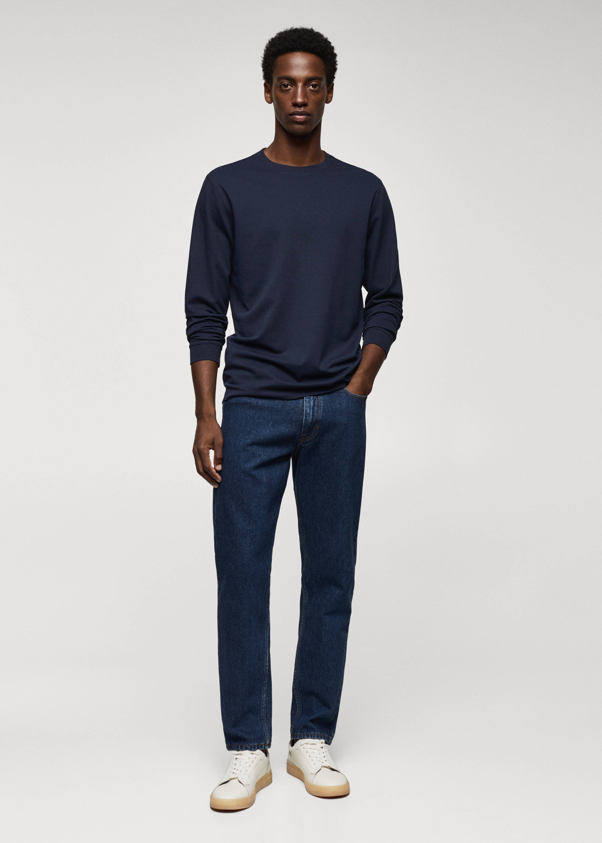 Long-sleeved pique cotton t-shirt - General plane