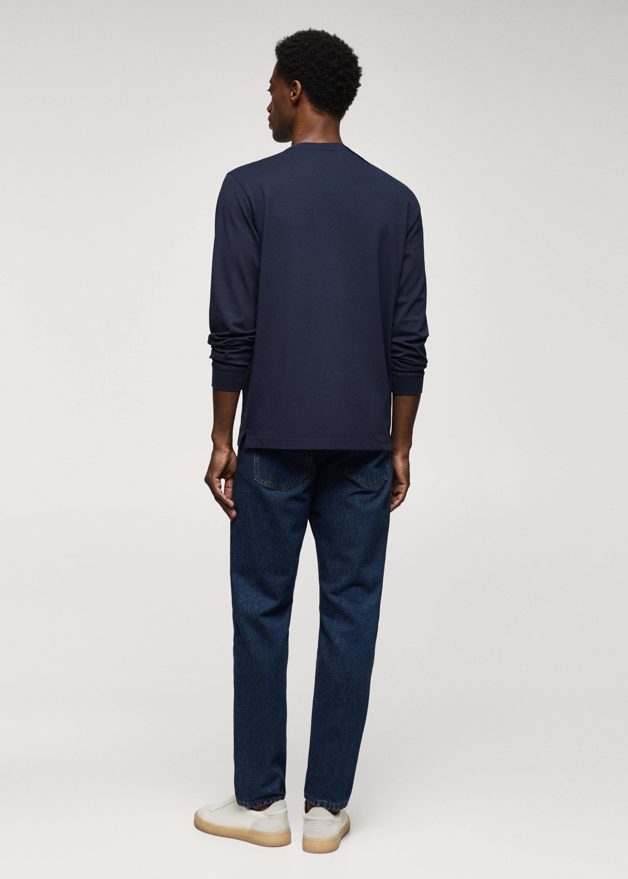 Long-sleeved pique cotton t-shirt - Reverse of the article