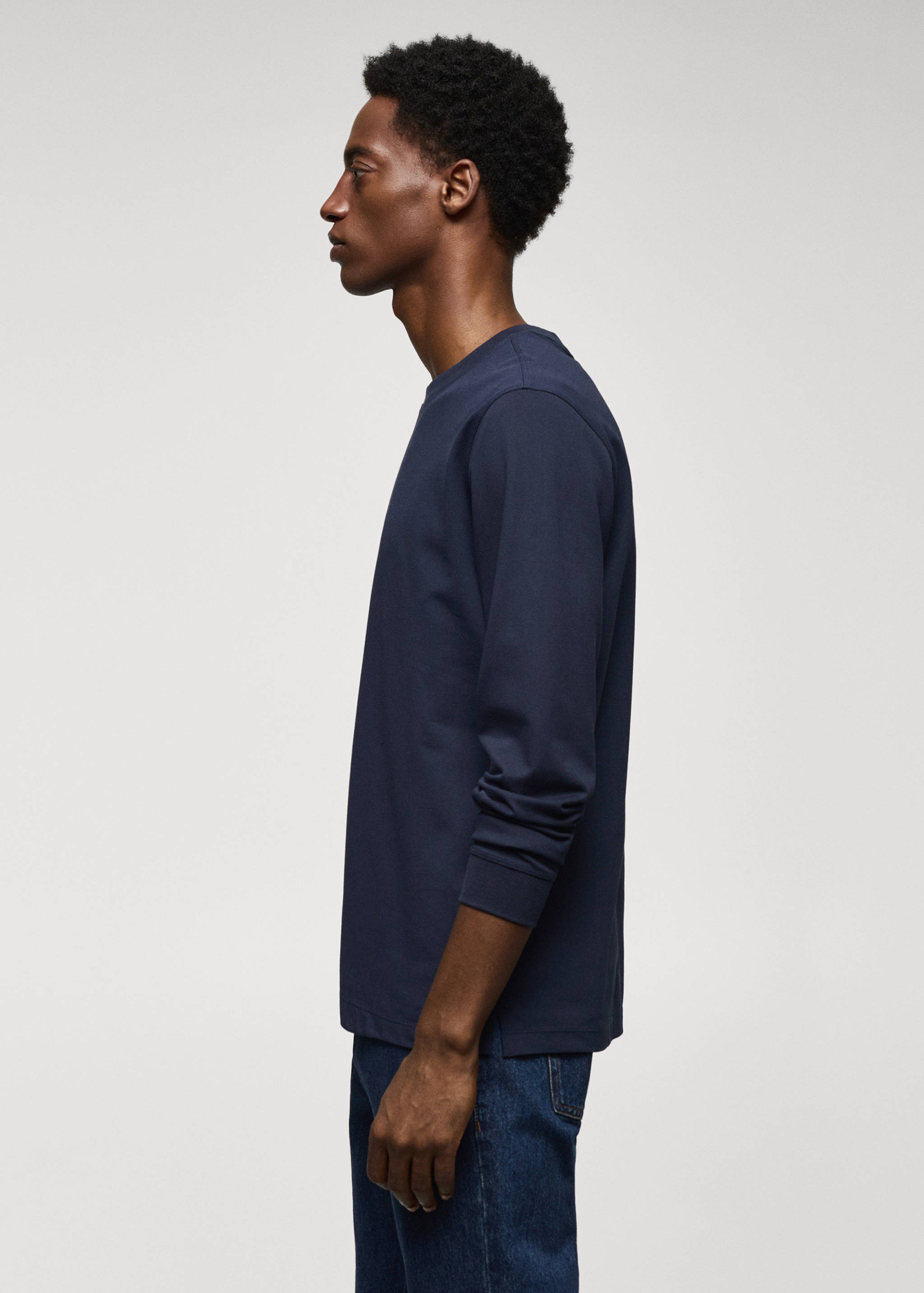 Long-sleeved pique cotton t-shirt - Details of the article 2
