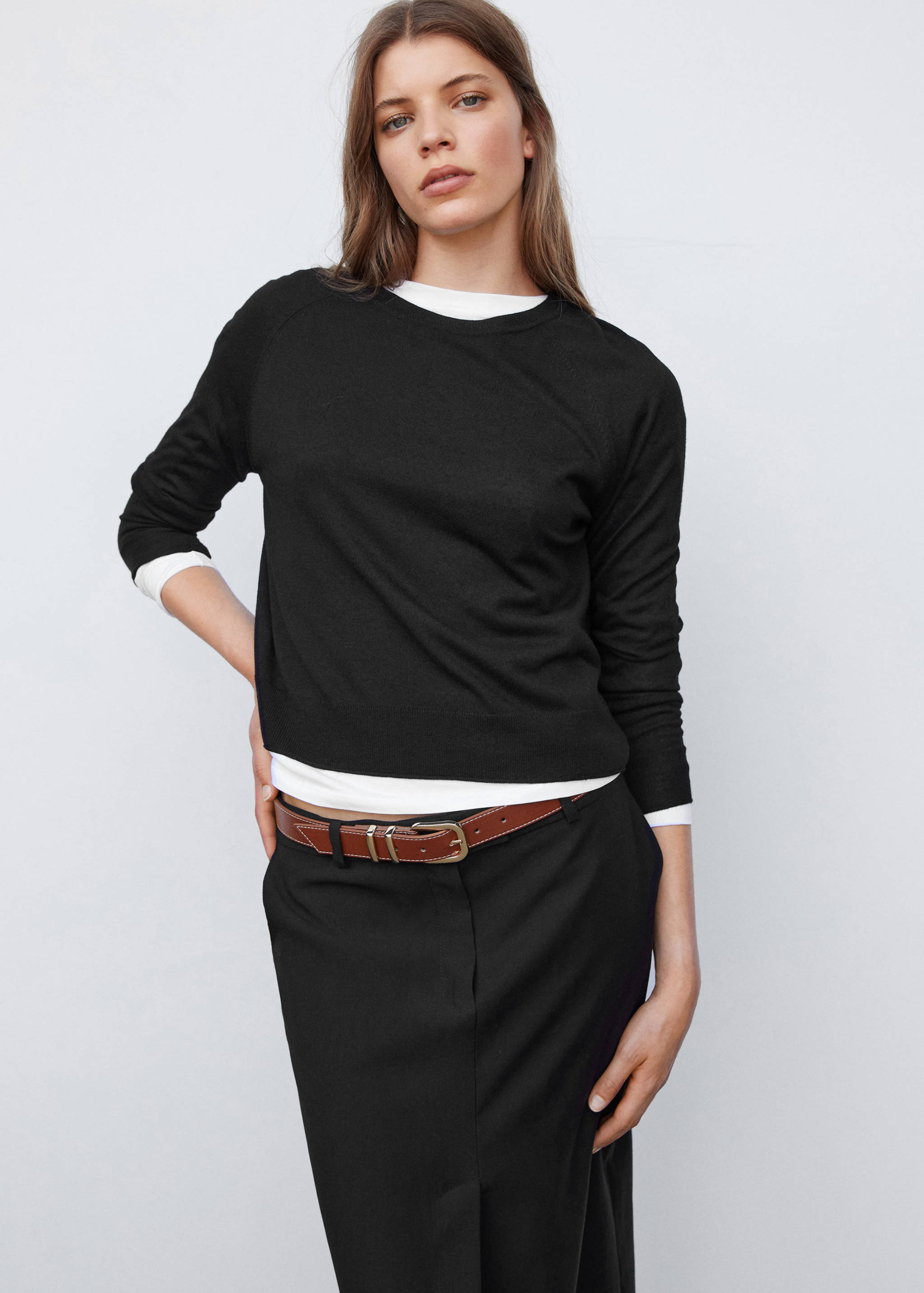 Pull-over maille fine col rond - Plan moyen